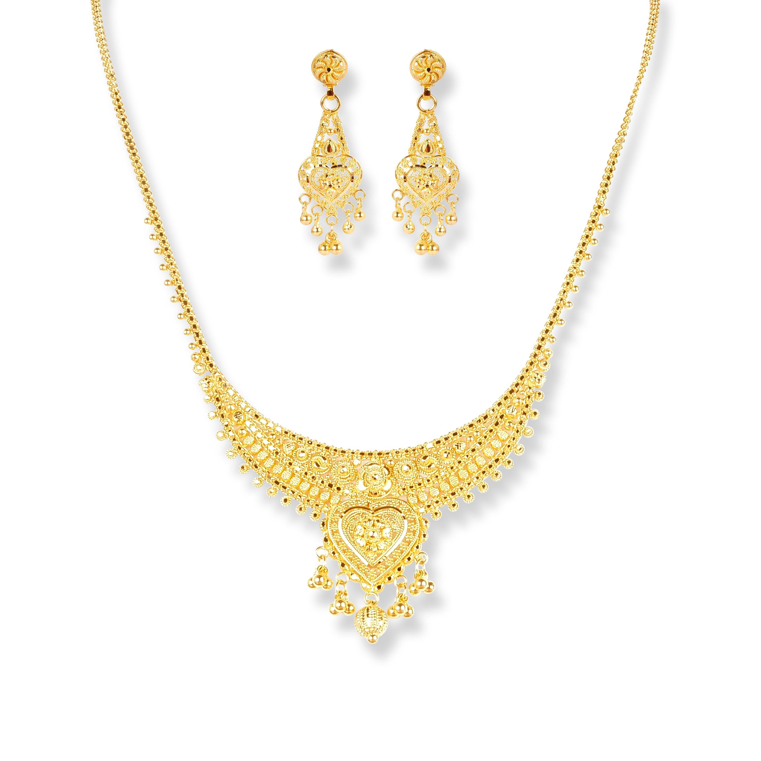 22ct Gold Set with Filigree Work N-7919 - Minar Jewellers