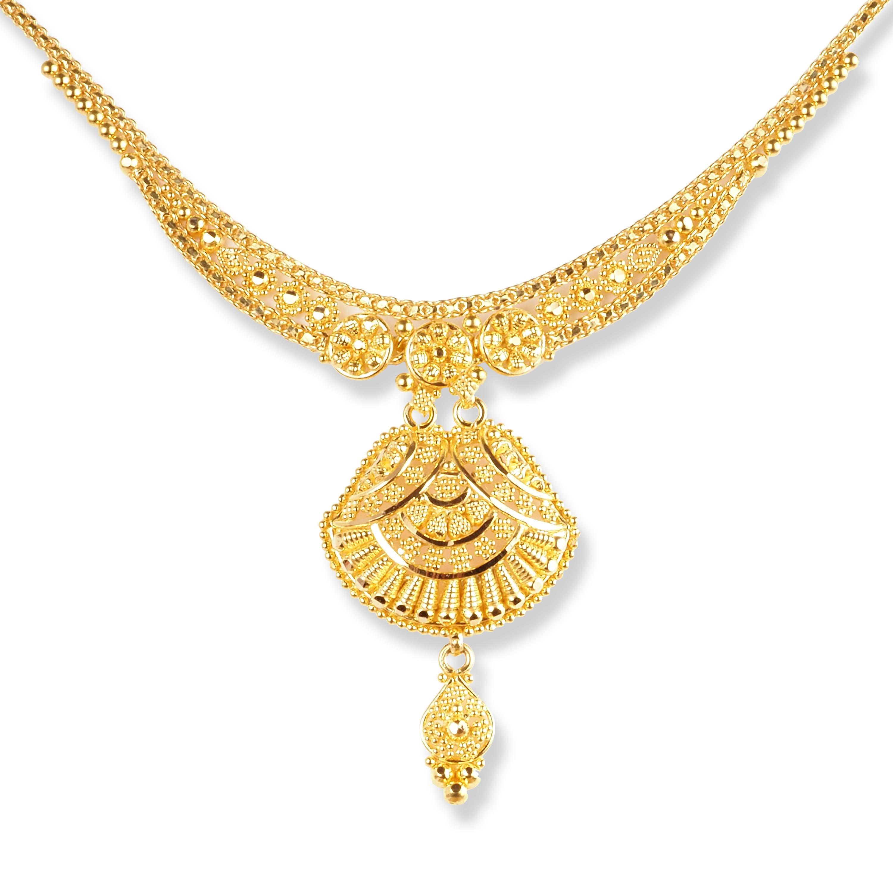 22ct Gold Set with Filigree Work N-7901 - Minar Jewellers
