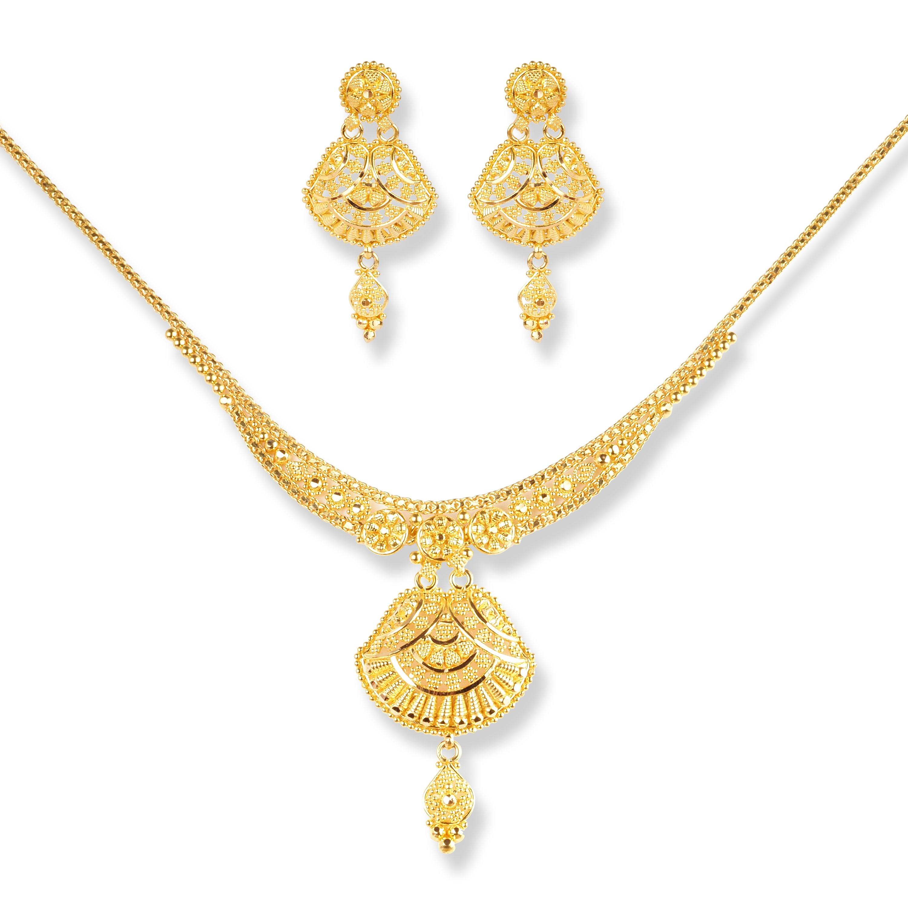 22ct Gold Set with Filigree Work N-7901 - Minar Jewellers
