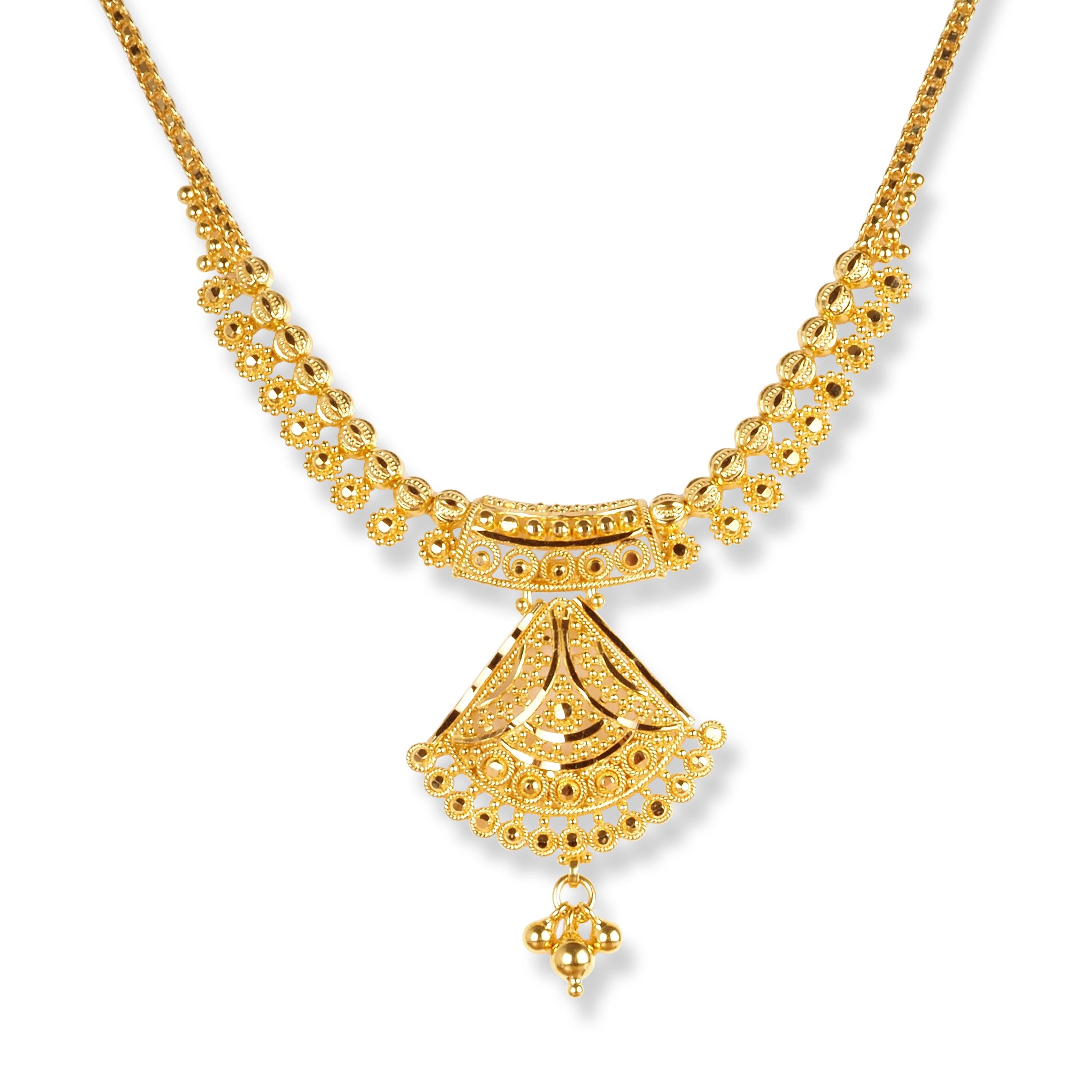 22ct Gold Set with Filigree Work N-7904 - Minar Jewellers