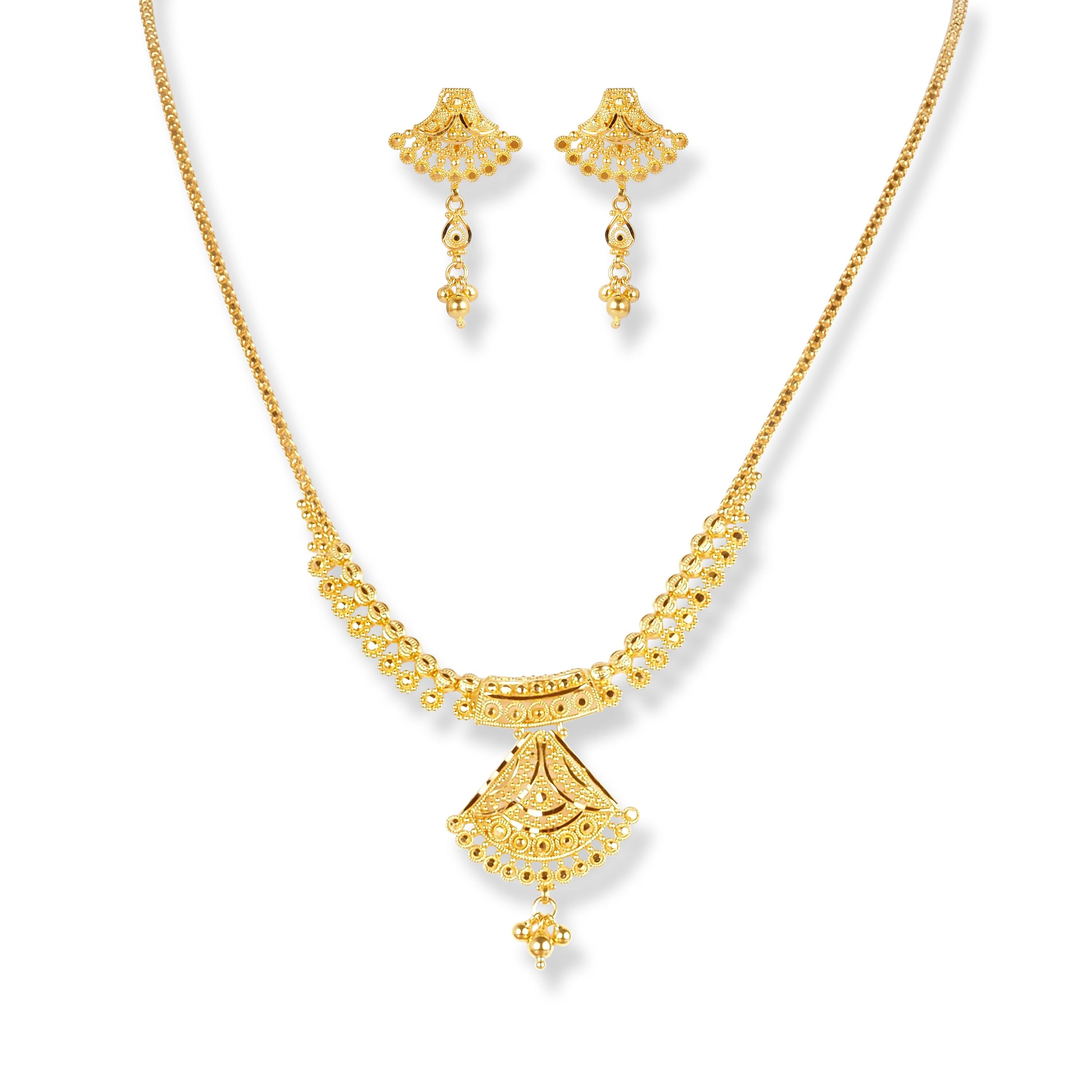 22ct Gold Set with Filigree Work N-7904 - Minar Jewellers