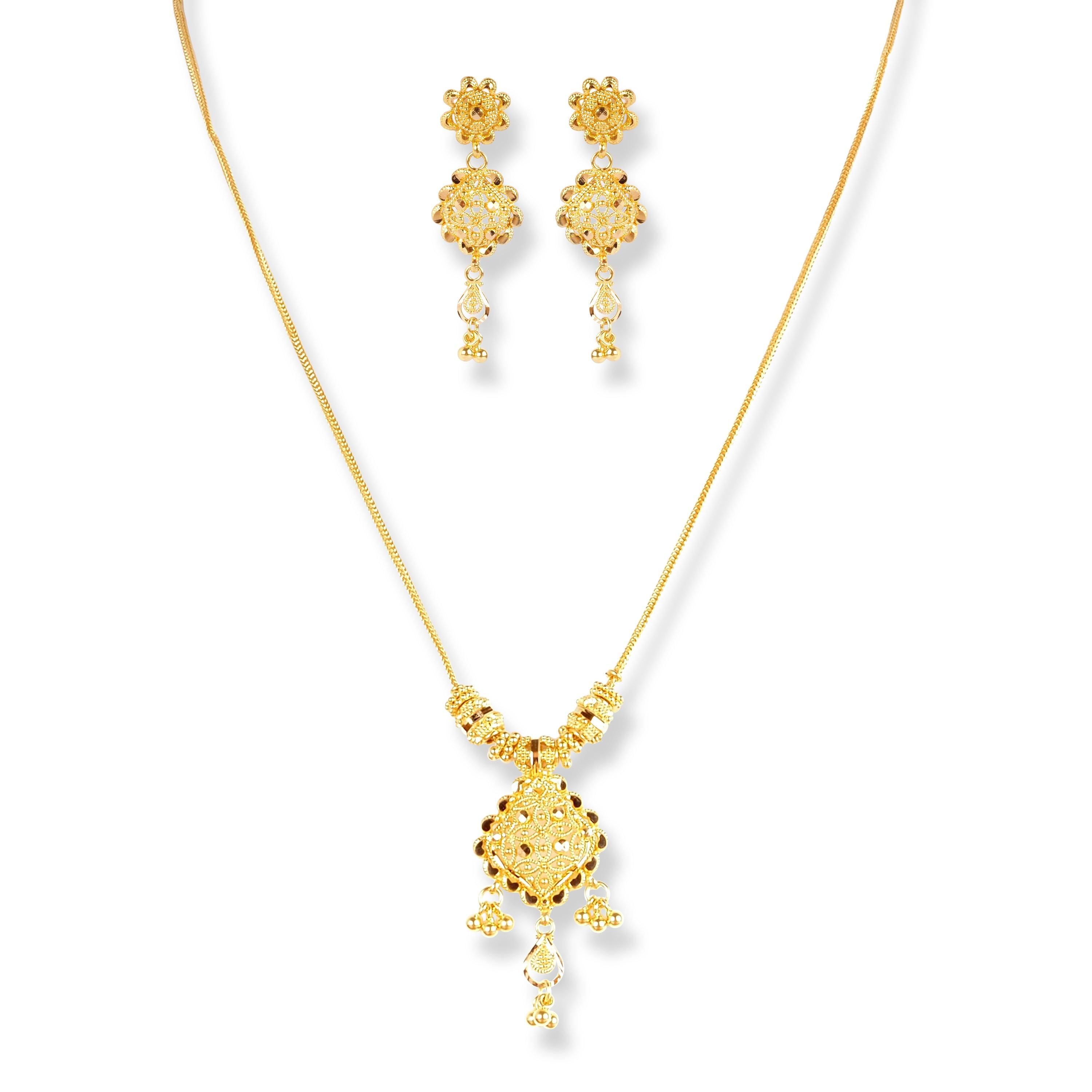 22ct Gold Set with Filigree Work N-7920 - Minar Jewellers