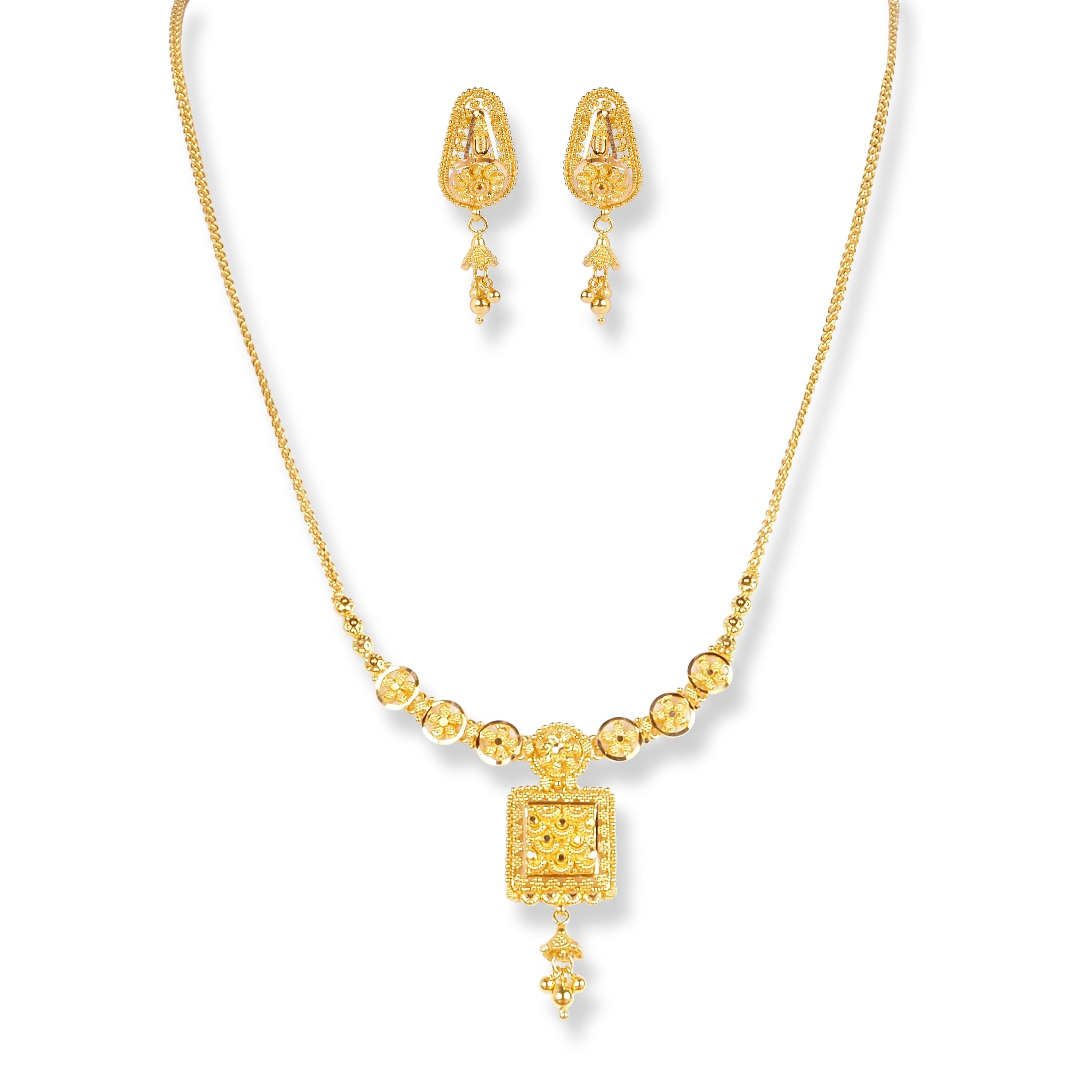 22ct Gold Set with Filigree Work N-7906 - Minar Jewellers