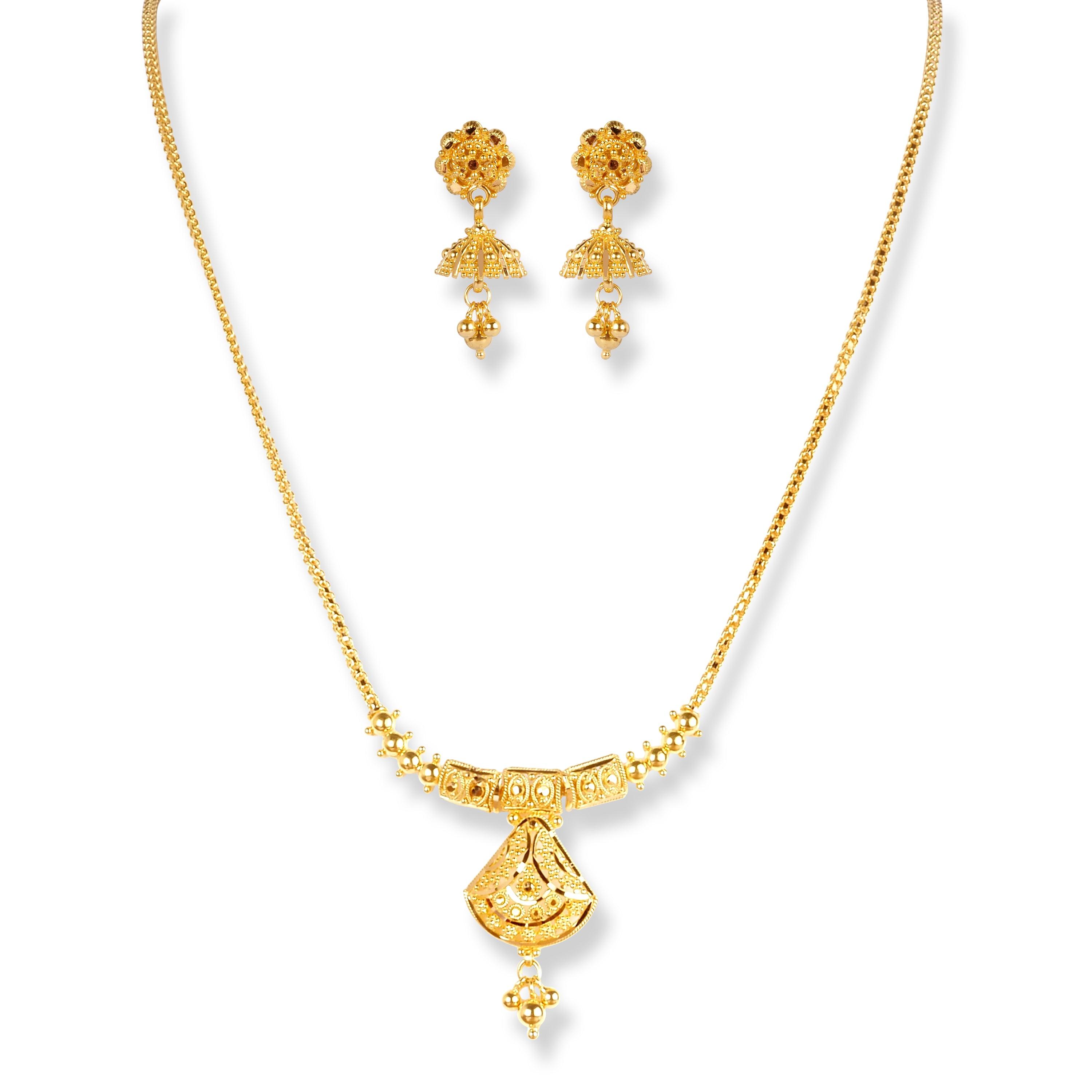 22ct Gold Set with Filigree Work N-7914 - Minar Jewellers