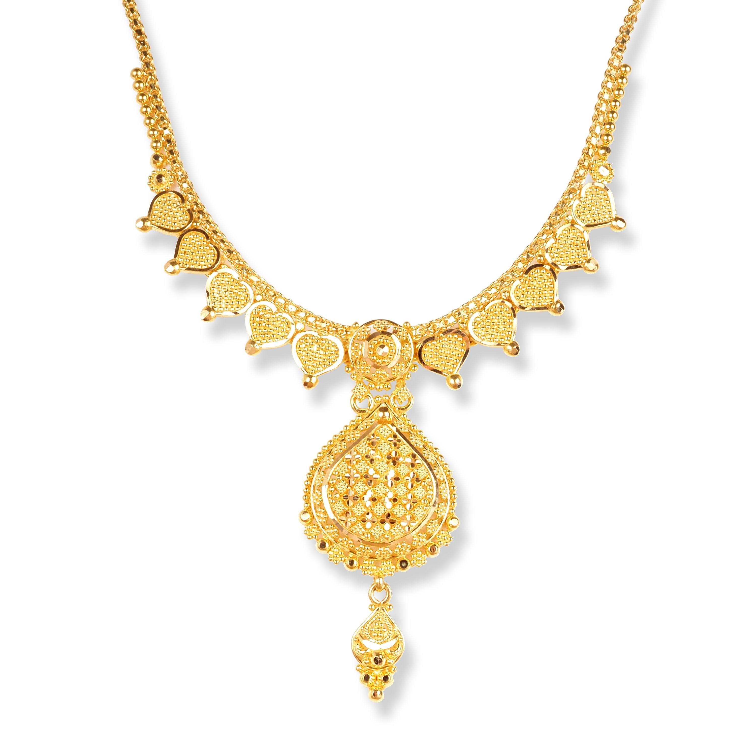 22ct Gold Set with Filigree Work N-7909 - Minar Jewellers