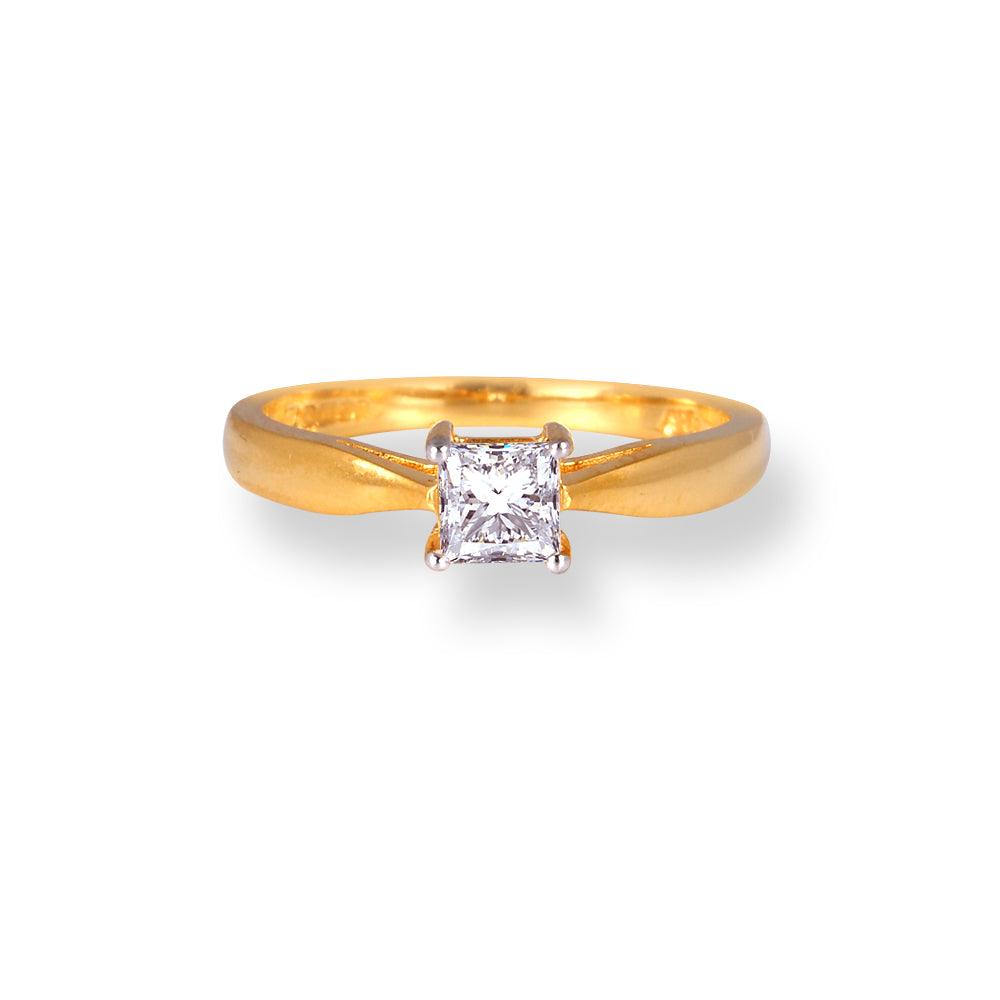 22ct Gold Solitaire Engagement Ring with Swarovski Zirconia Stone LR-6620