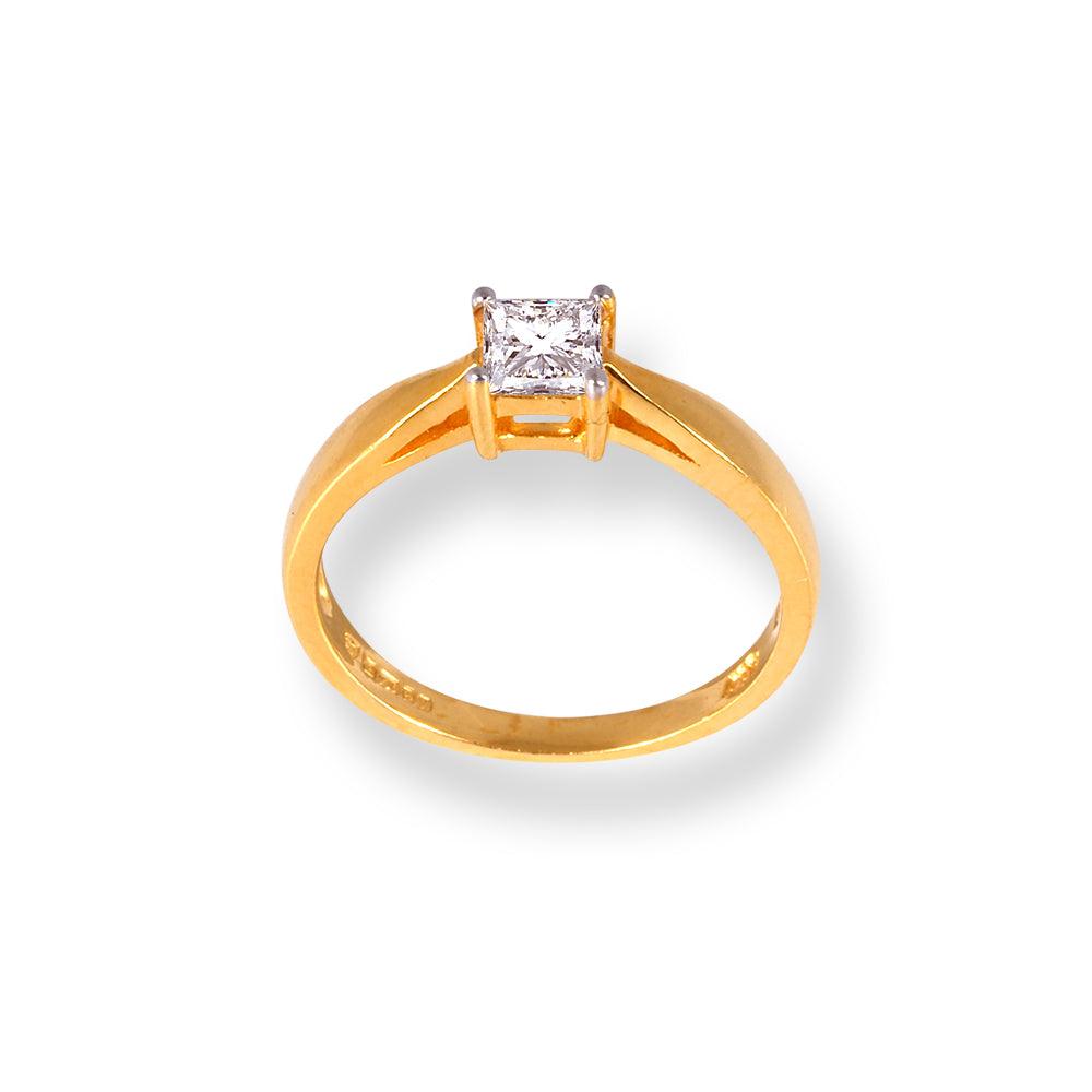 22ct Gold Solitaire Engagement Ring with Swarovski Zirconia Stone LR-6620