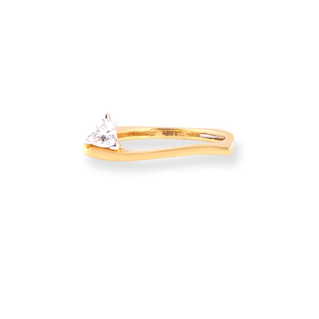 22ct Gold Square Band Dress Ring with Solitaire Swarovski Zirconia LR-7092