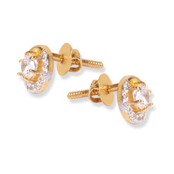 22ct Gold Stud Earrings with Cubic Zirconia Stones E-7971 - Minar Jewellers