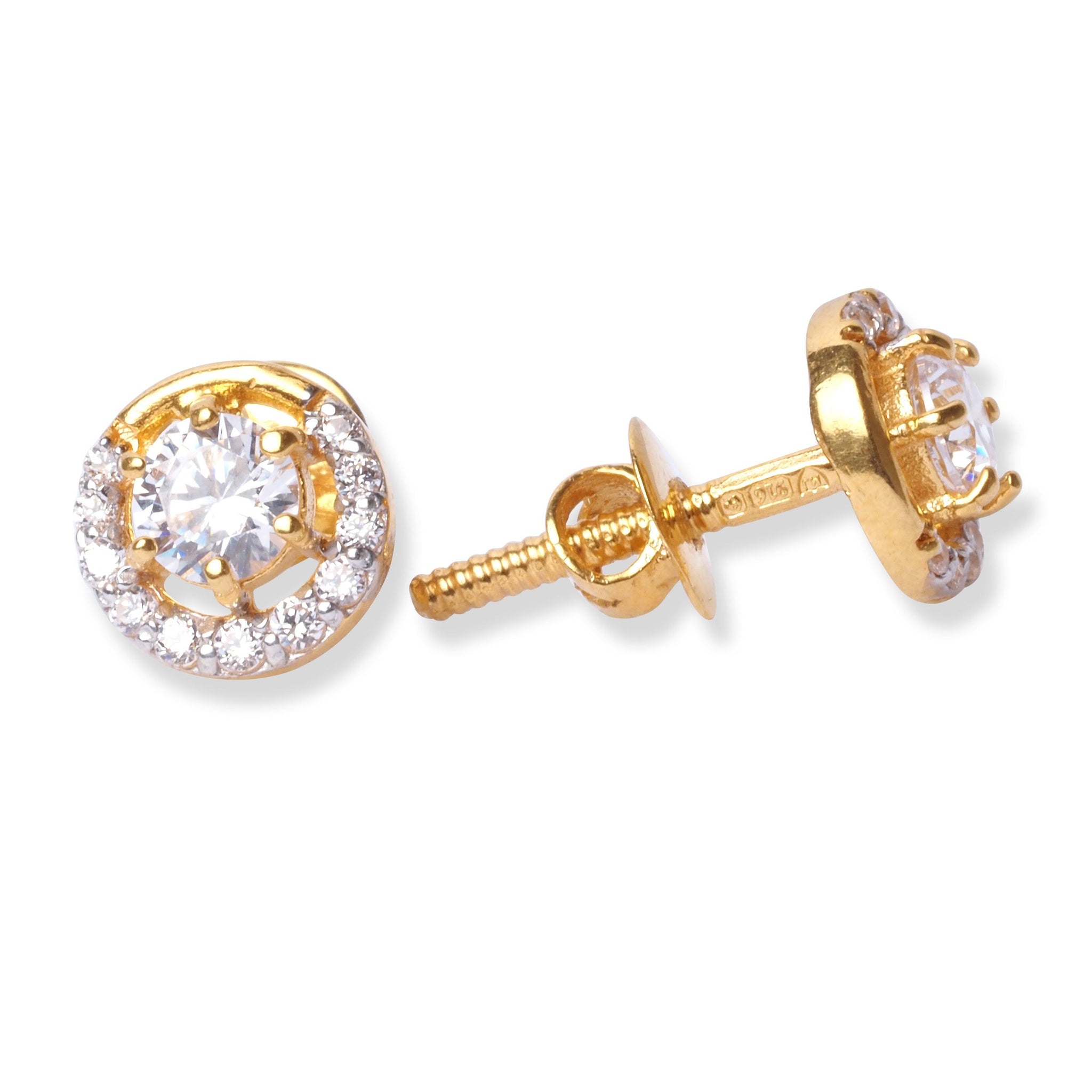 22ct Gold Stud Earrings with Cubic Zirconia Stones E-7971