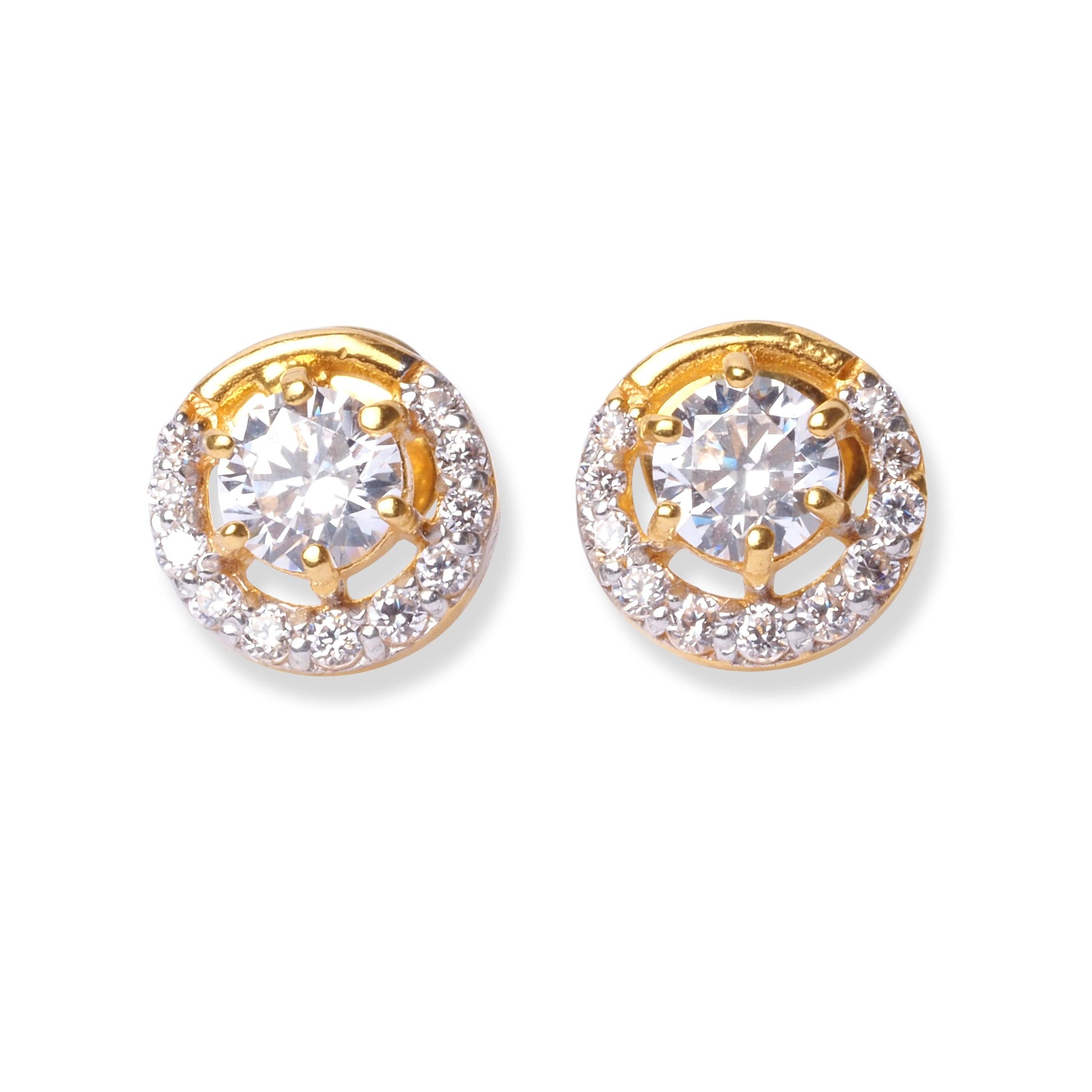 22ct Gold Stud Earrings with Cubic Zirconia Stones E-7971 - Minar Jewellers