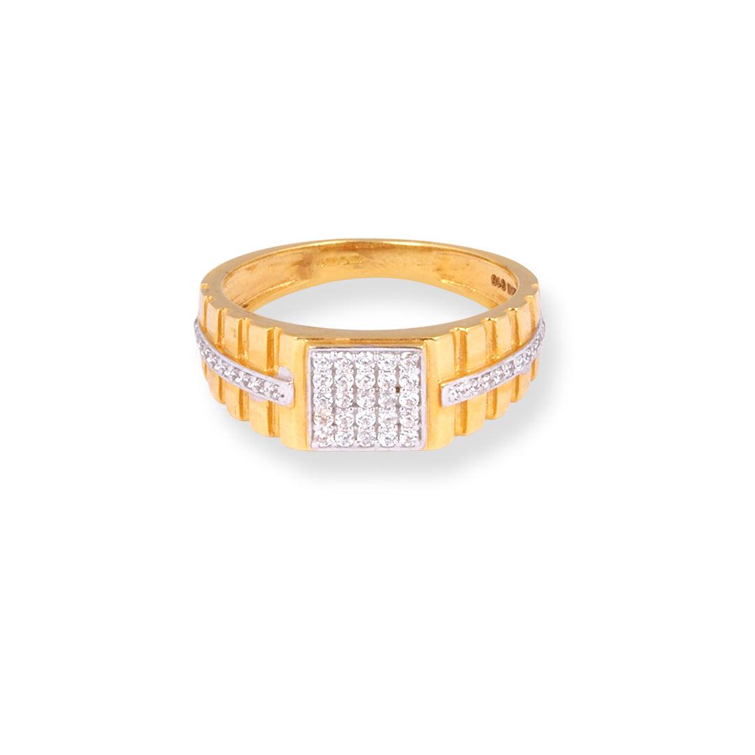 22ct Gold Swarovski Zirconia Gents Ring GR-8364