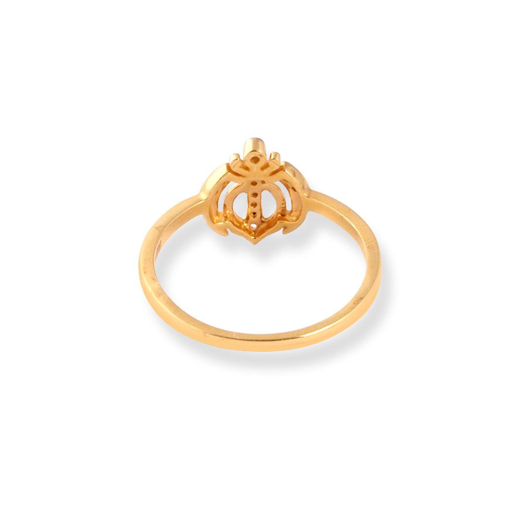 22ct Gold Swarovski Zirconia Khanda Ring LR-7114 - Minar Jewellers