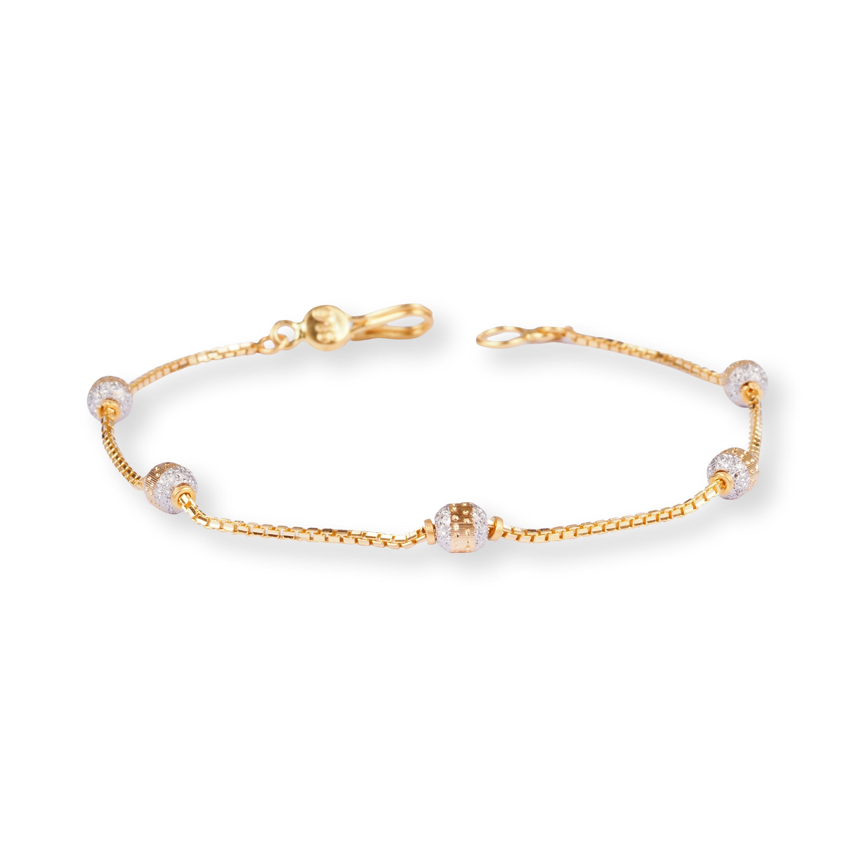 22ct Yellow Gold Bracelet with Diamond Cut Beads and Hook Clasp LBR-8495 - Minar Jewellers