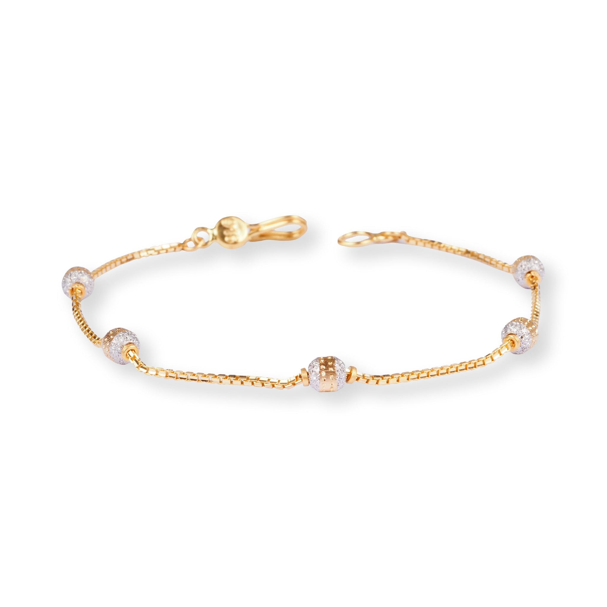 22ct Yellow Gold Bracelet with Diamond Cut Beads and Hook Clasp LBR-8495