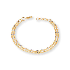 22ct Gold Two Row Bracelet with Diamond Cut Beads and Hook Clasp LBR-8496 - Minar Jewellers