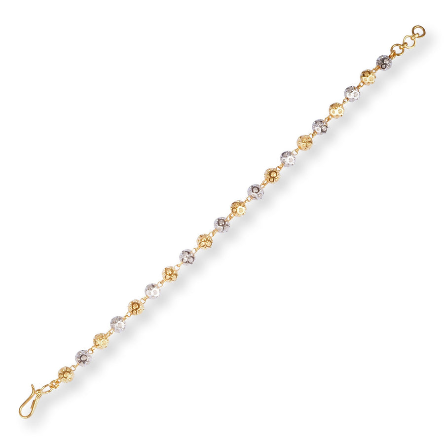 22ct Gold with Large Diamond Cut Beads in Rhodium Design and Hook Clasp LBR-8497R