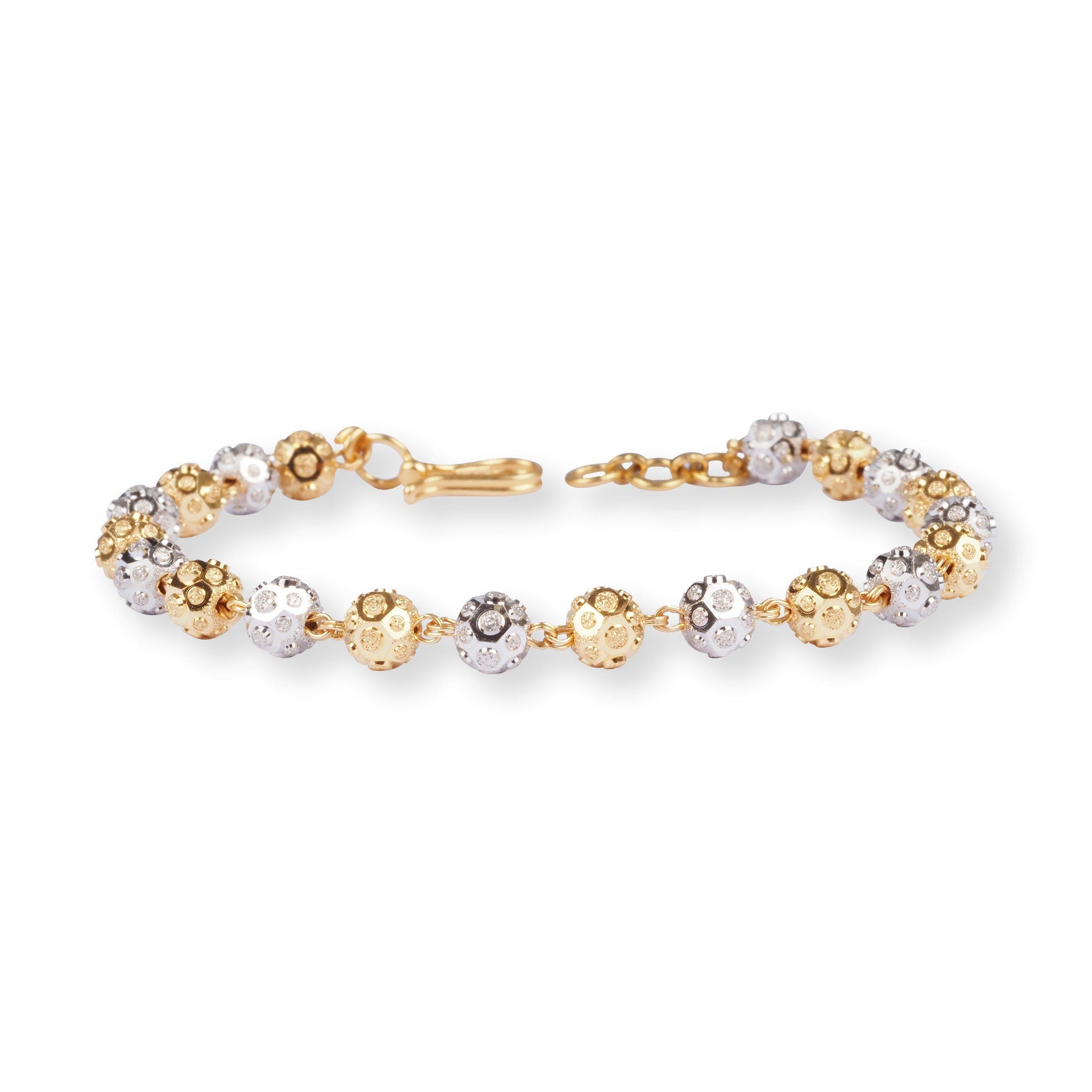 22ct Gold with Large Diamond Cut Beads in Rhodium Design and Hook Clasp LBR-8497R