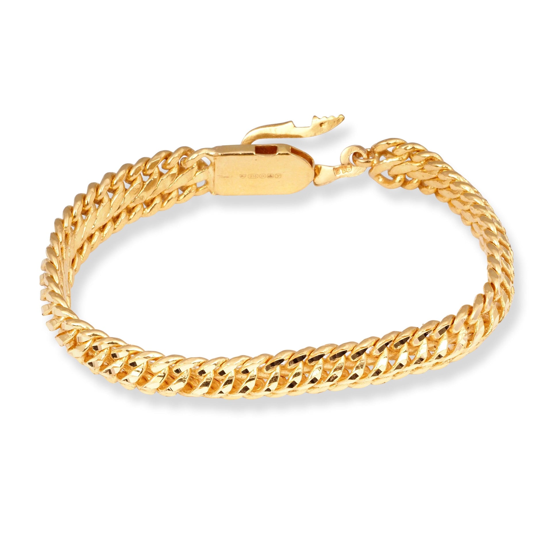 22ct Indian Gold Intertwine Gents Bracelet with U Push Clasp GBR-8328 - Minar Jewellers