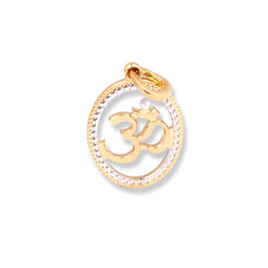 22ct Yellow Gold Om Pendant with Diamond Cut Design and Rhodium Plating (4.1g) P-8220 - Minar Jewellers