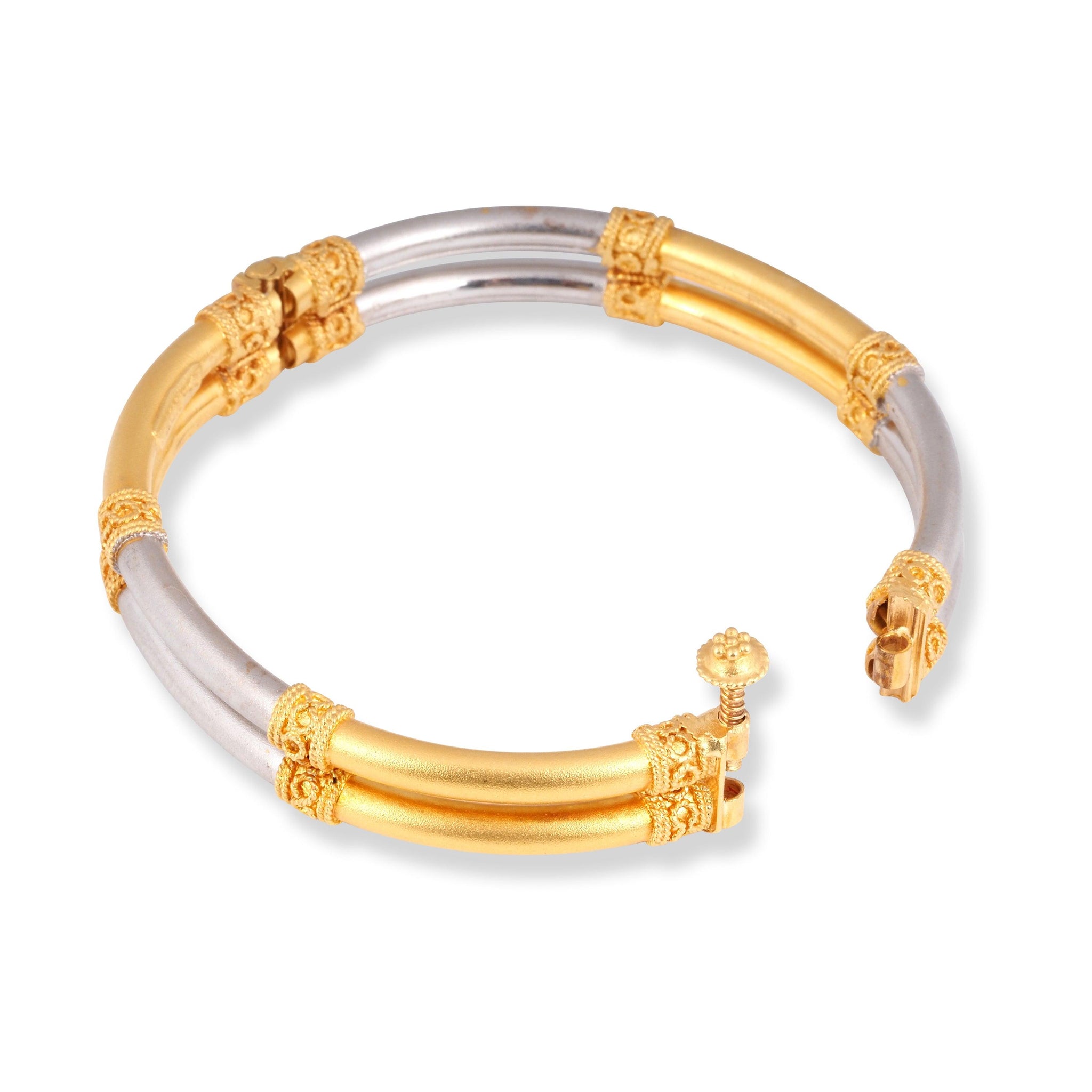 22ct Yellow Gold Openable Bangle with Rhodium Plating Design at Intervals B-8565
