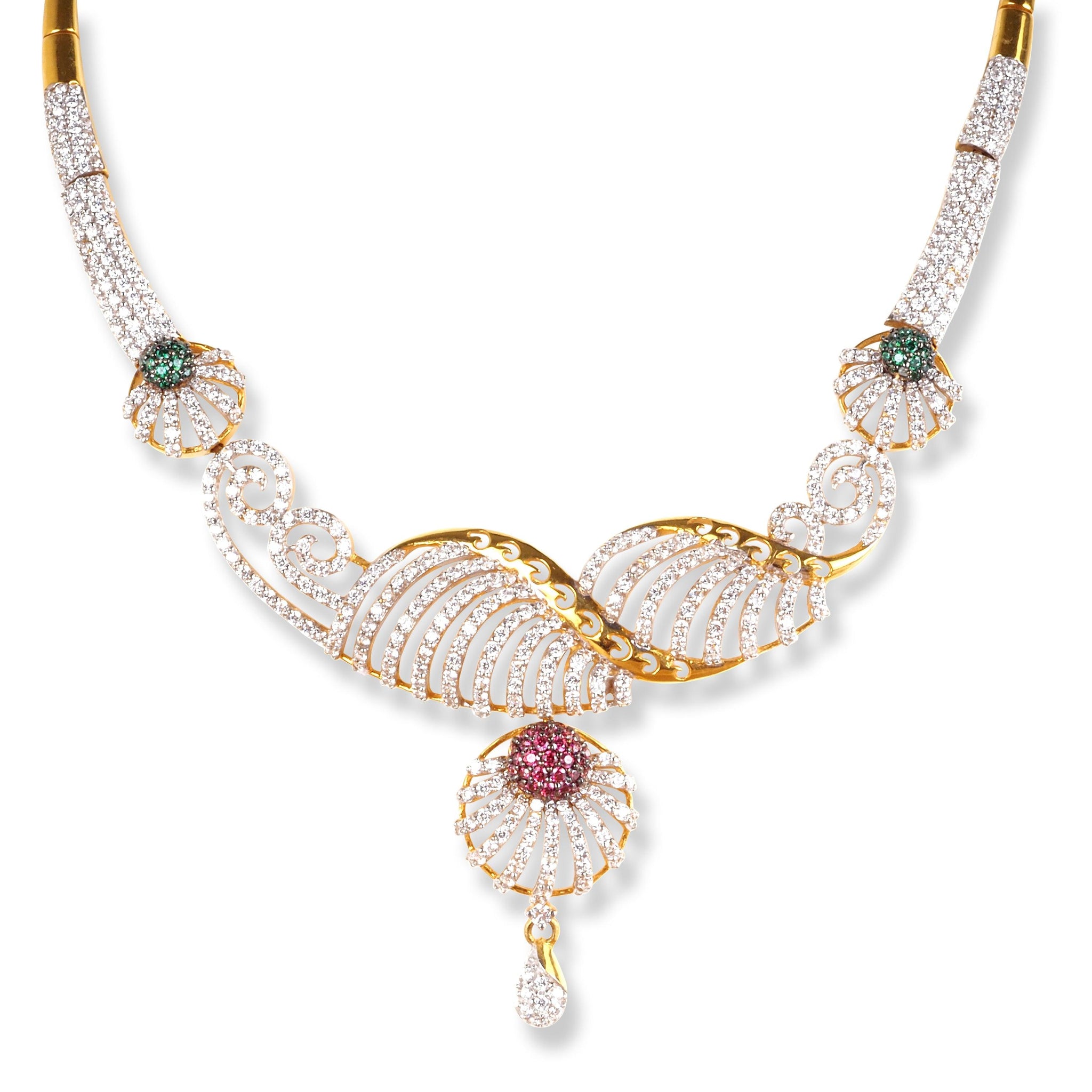 22ct Gold Cubic Zirconia Necklace N-4960