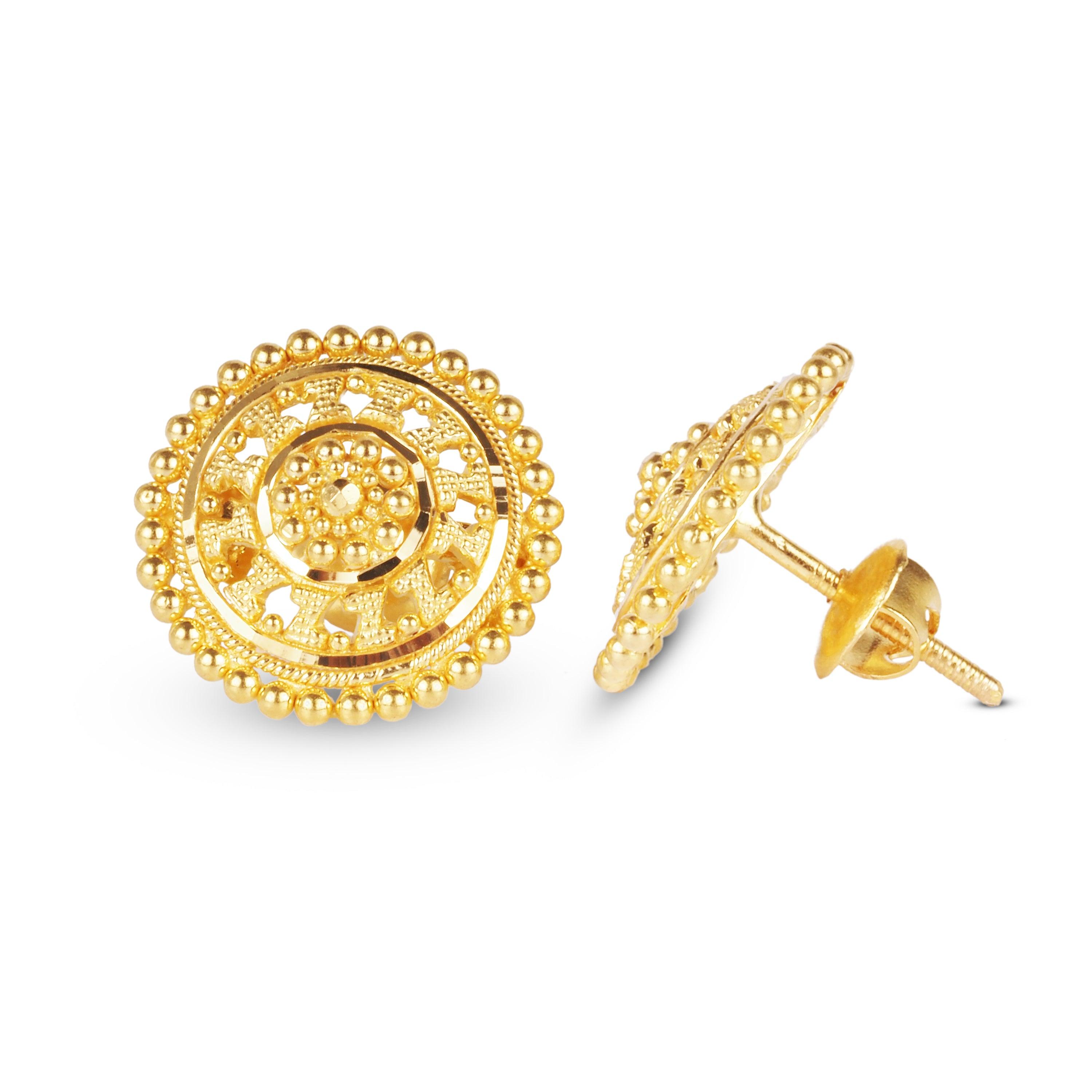 22ct Gold Earrings With Filigree Work Design E-7934 - Minar Jewellers