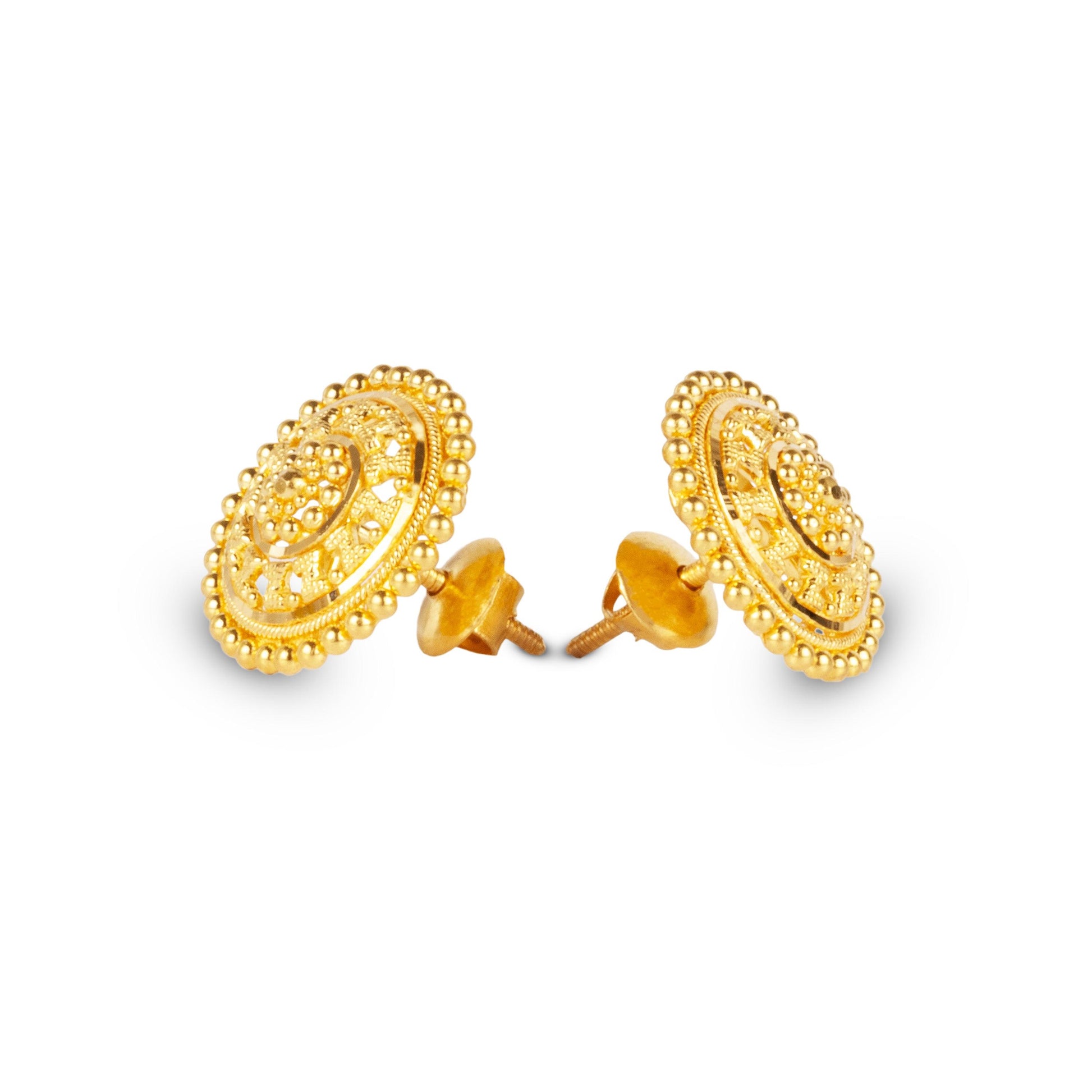 22ct Gold Earrings With Filigree Work Design E-7934 - Minar Jewellers