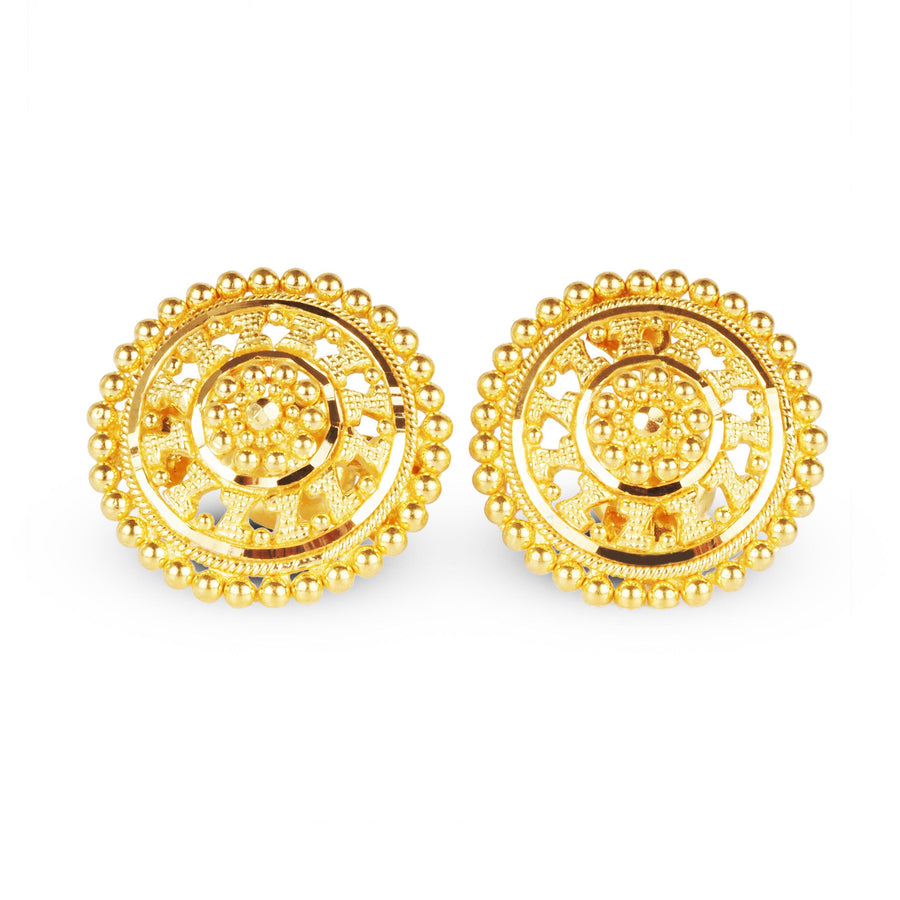 22ct Gold Earrings With Filigree Work Design E-7934