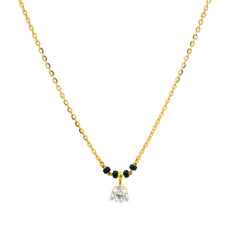 22ct Gold Elegant Mangalsutra with Black Beads and Round Cubic Zirconia