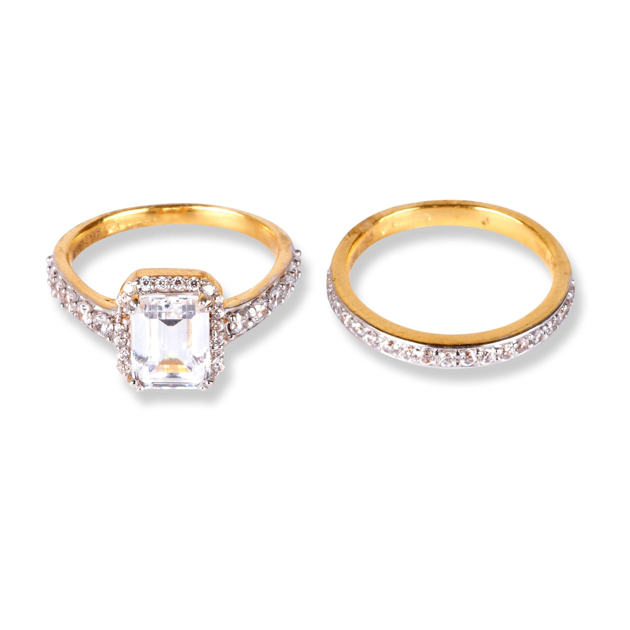 22ct Gold Engagement Ring and Wedding Band Set with Swarovski Zirconia Stones LR-6634