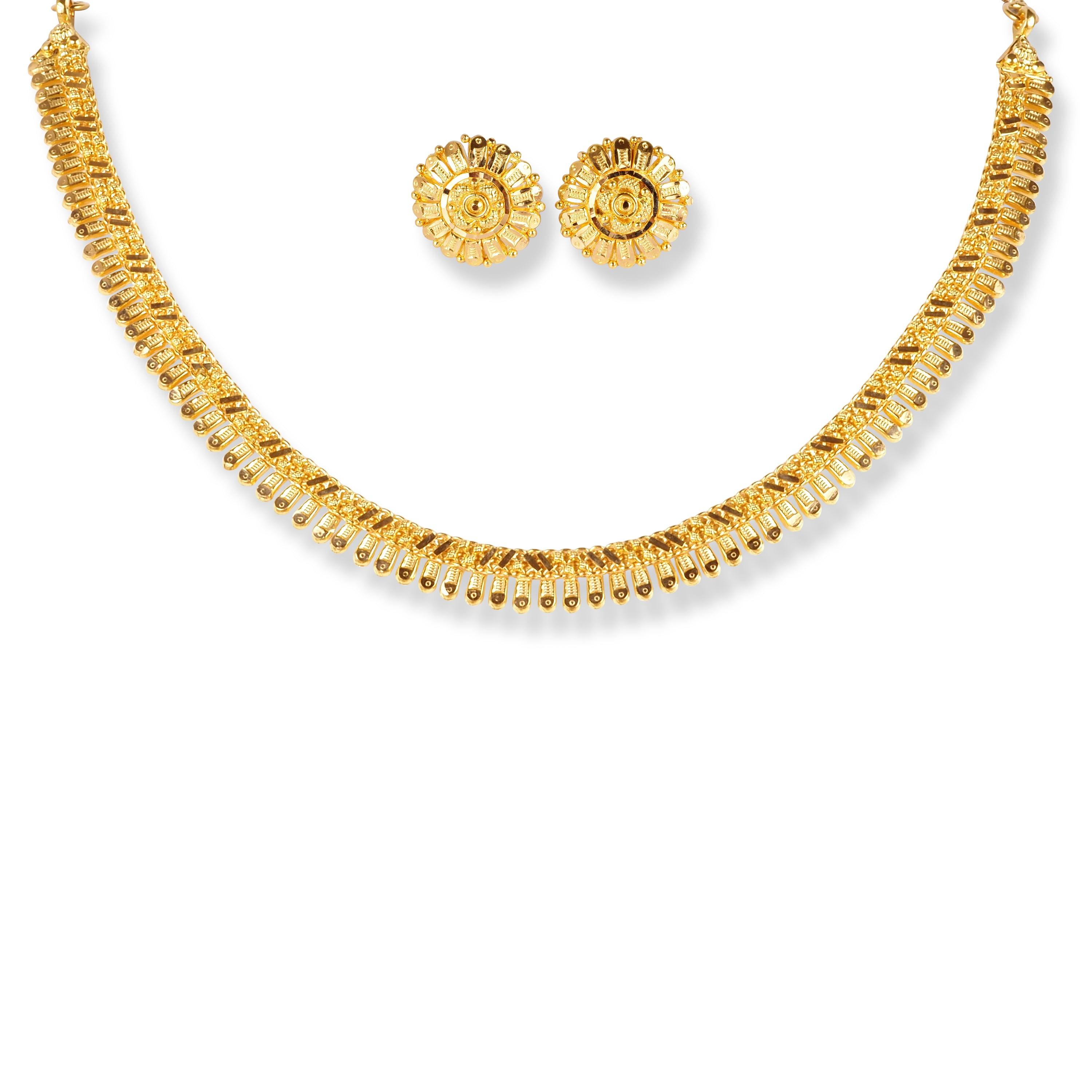 22ct Gold Filigree Work Choker Design Set N-7929 - Minar Jewellers