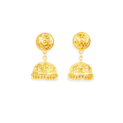 22ct Gold Jhoomka style Earrings with Filigree Work Design E-7930 - Minar Jewellers