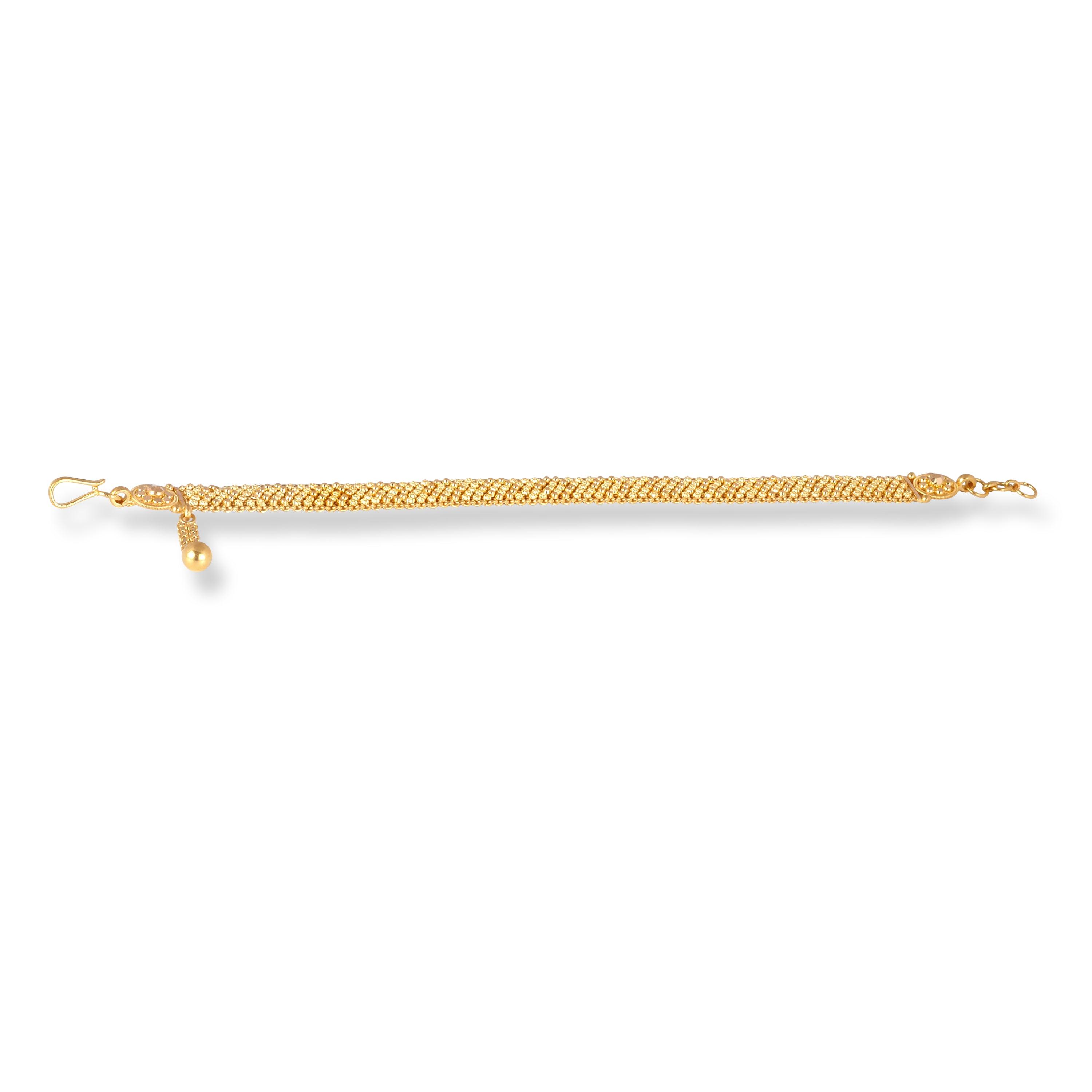22ct Gold Ladies Bracelet in Filigree Work Design with U-Hook Clasp LBR-7148 - Minar Jewellers