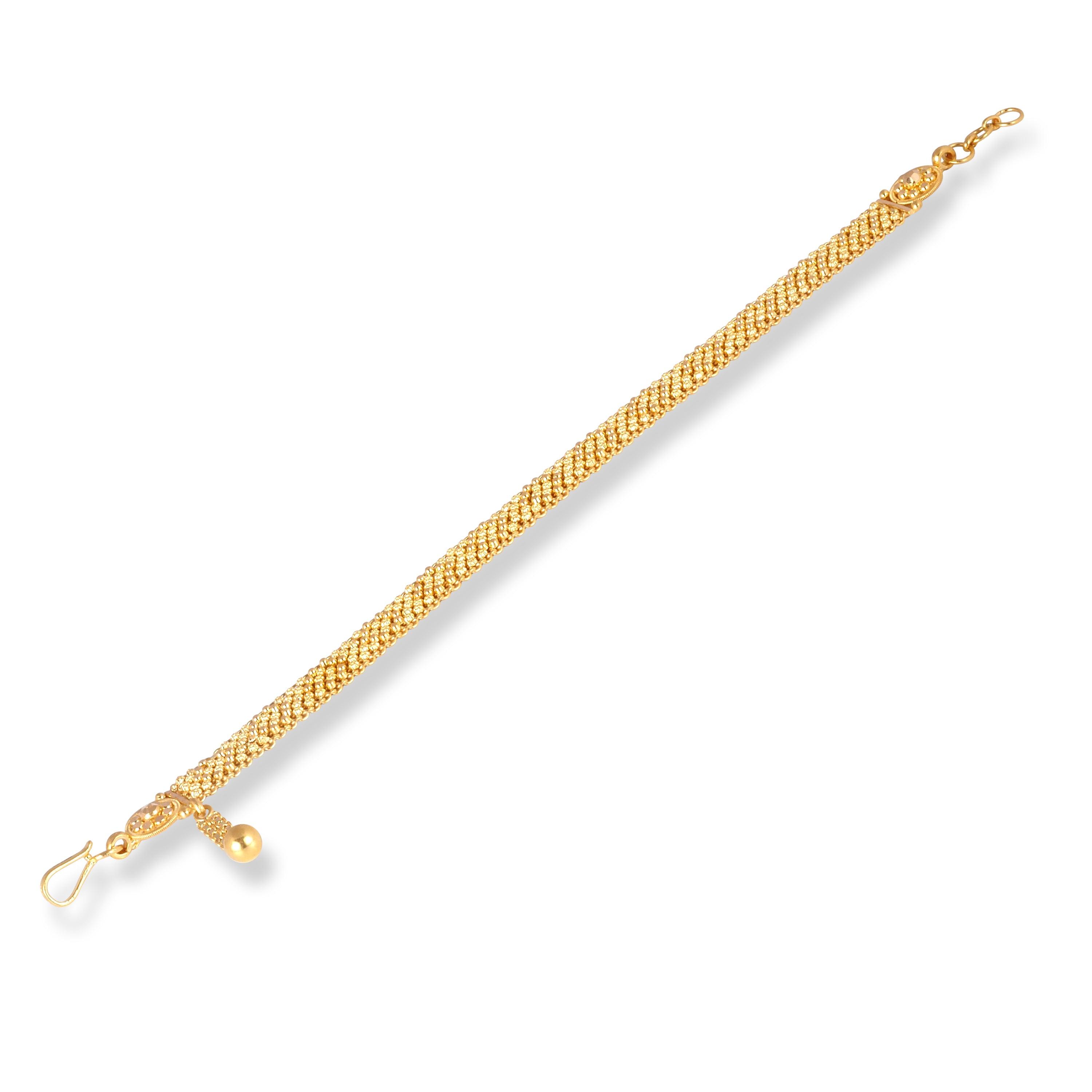 22ct Gold Ladies Bracelet in Filigree Work Design with U-Hook Clasp LBR-7148 - Minar Jewellers
