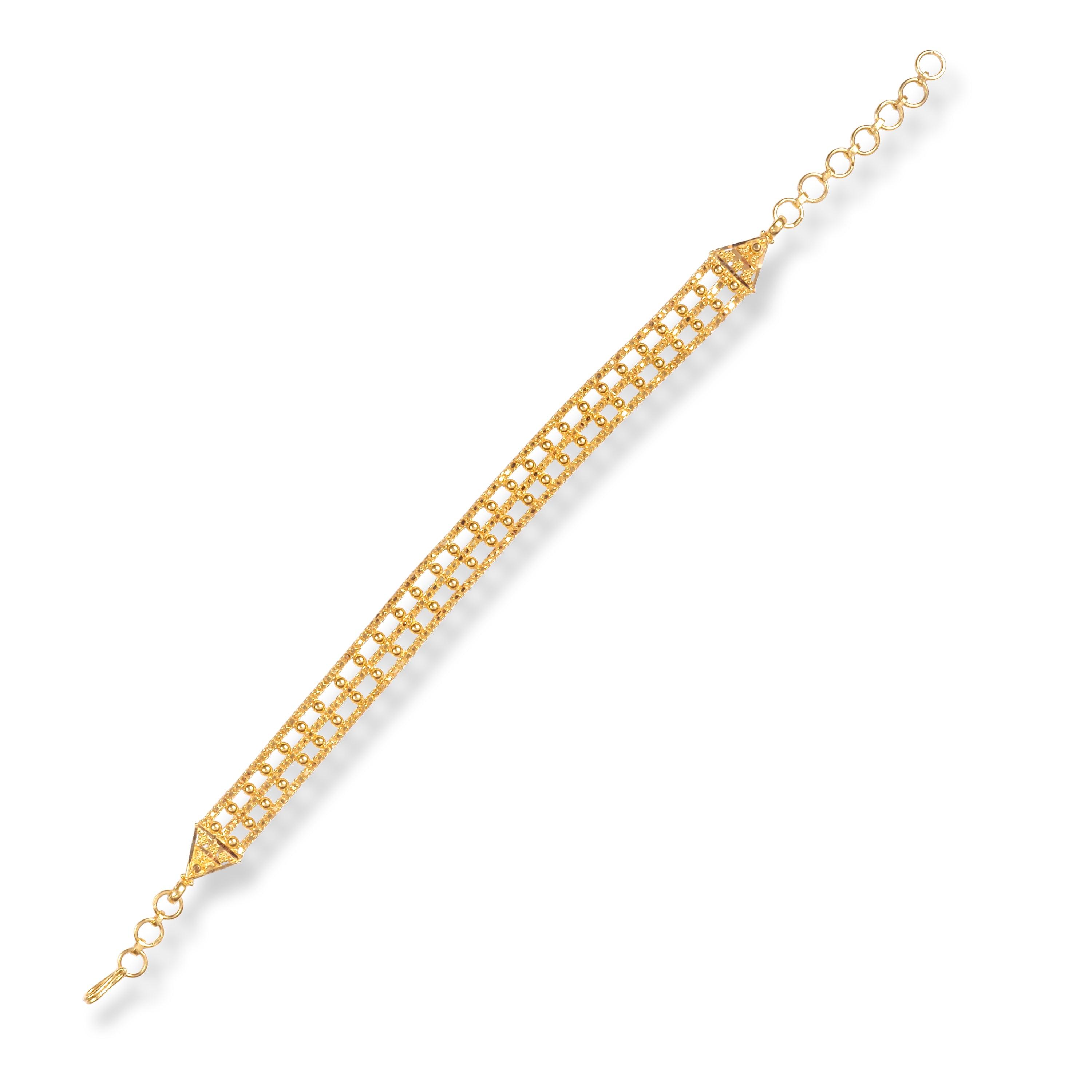 22ct Gold Ladies Bracelet in Three Row Design with U Hook Clasp LBR-7149 - Minar Jewellers