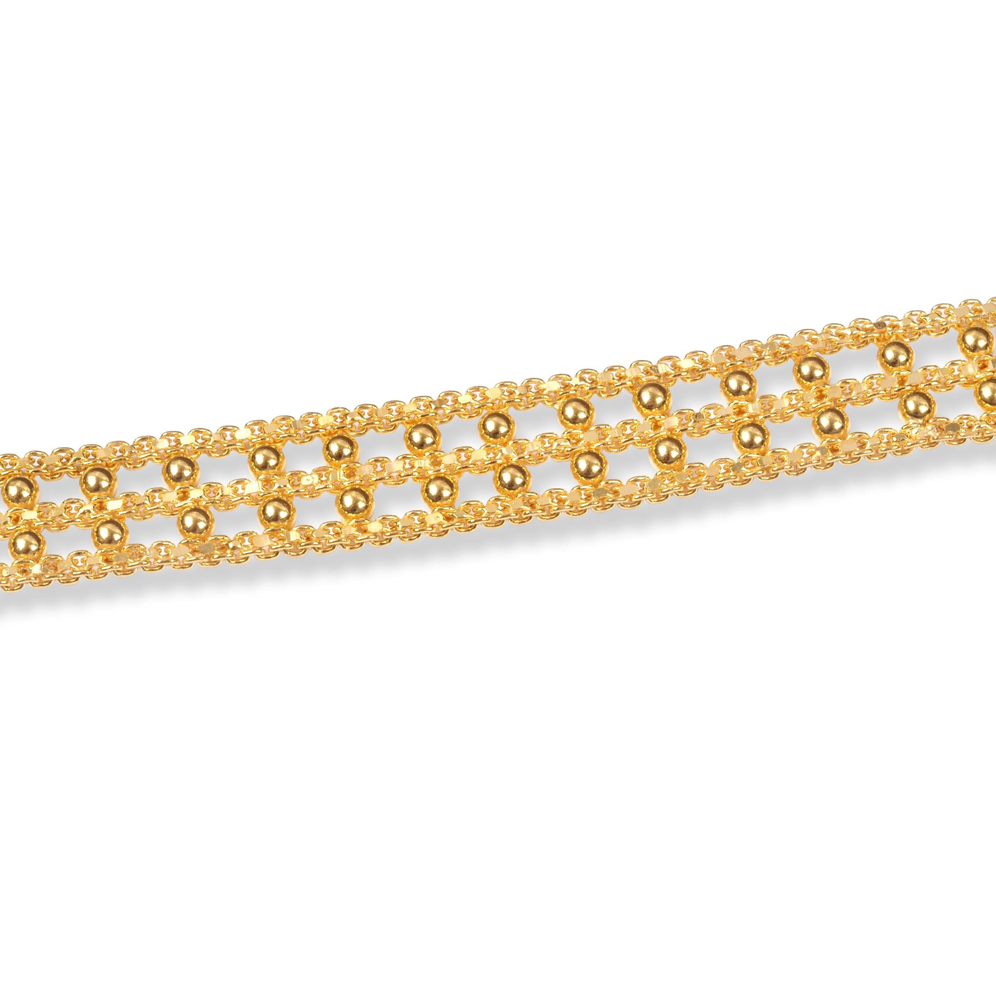 22ct Gold Ladies Bracelet in Three Row Design with U Hook Clasp LBR-7149