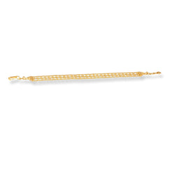 22ct Gold Ladies Bracelet in Three Row Design with U Hook Clasp LBR-7418 - Minar Jewellers