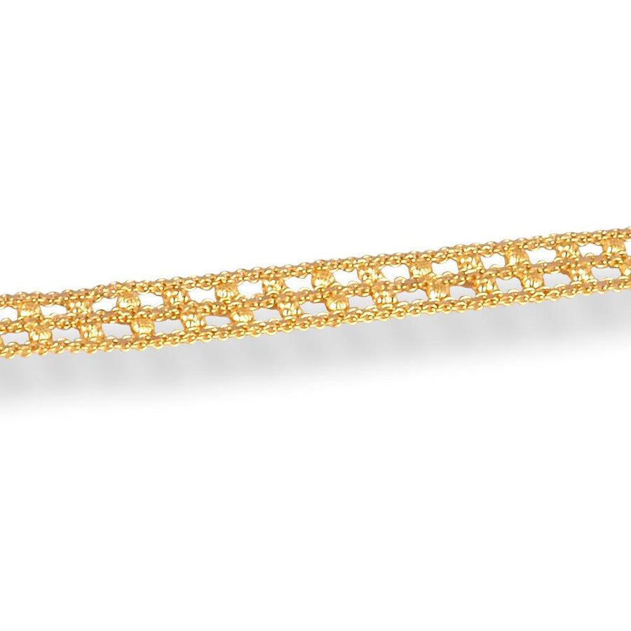 22ct Gold Ladies Bracelet in Three Row Design with U Hook Clasp LBR-7418