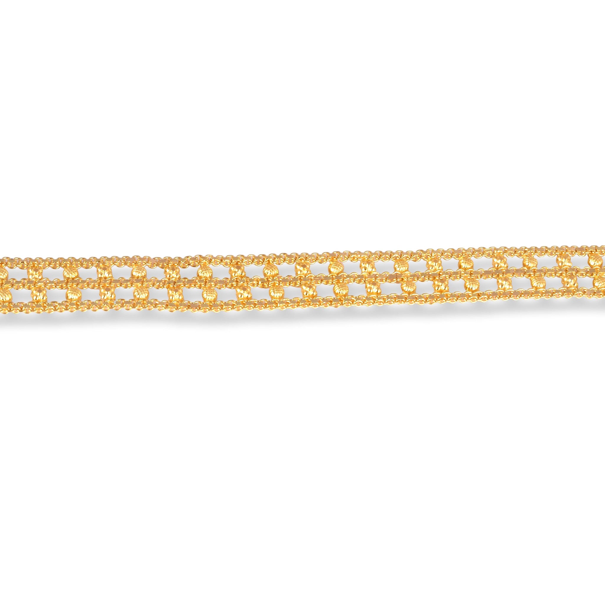 22ct Gold Ladies Bracelet in Three Row Design with U Hook Clasp LBR-7418