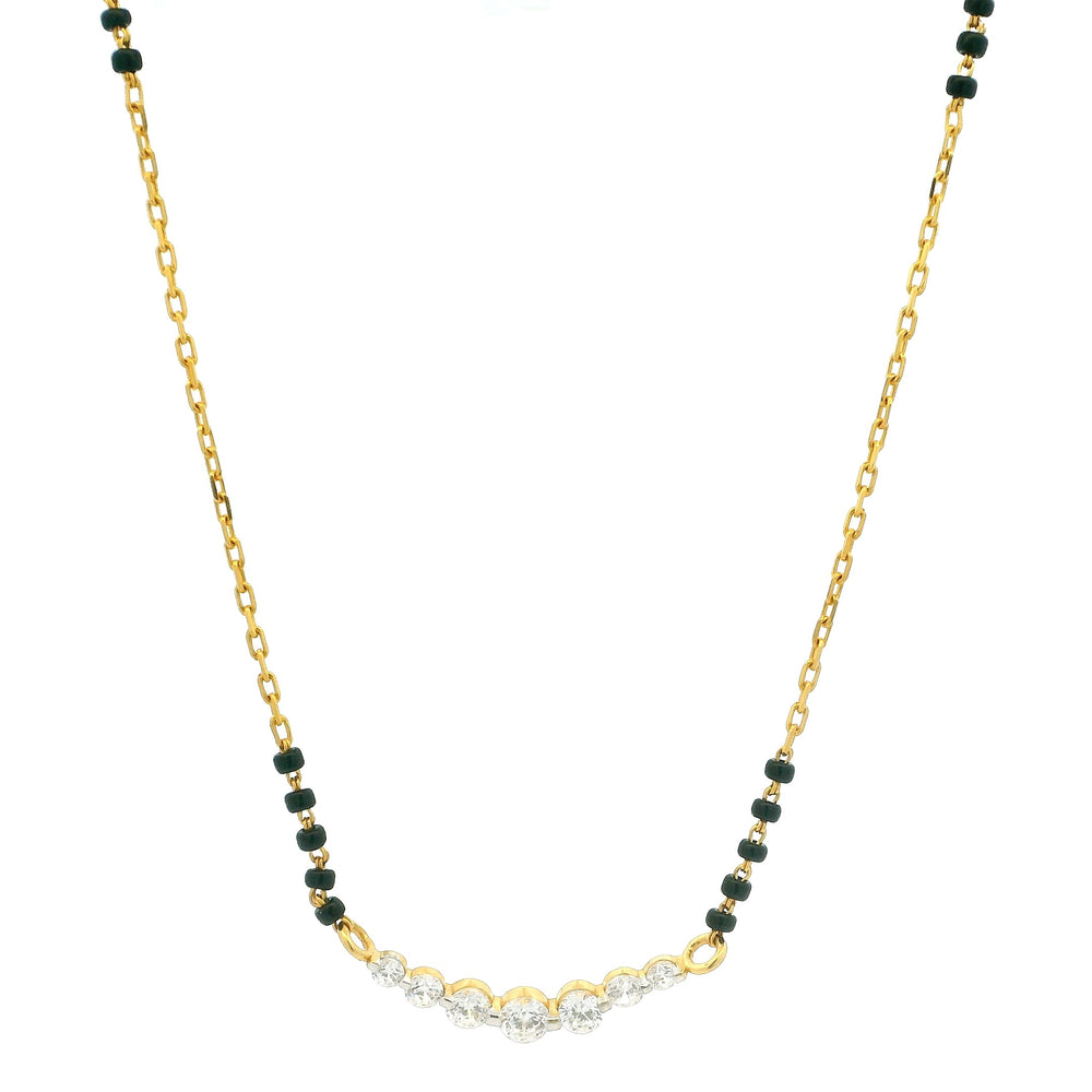 22ct Gold Mangalsutra with Traditional Beaded Style and Cubic Zirconia Sparkle