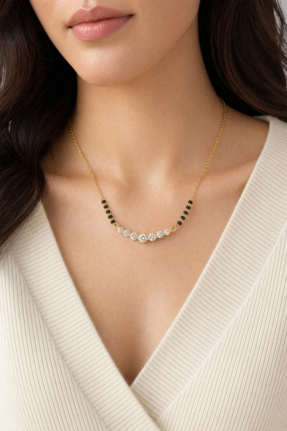 22ct Gold Mangalsutra with Traditional Beaded Style and Cubic Zirconia Sparkle