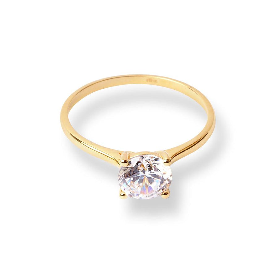 22ct Gold Ring with Round Shaped Cubic Zirconia Stone LR-7004