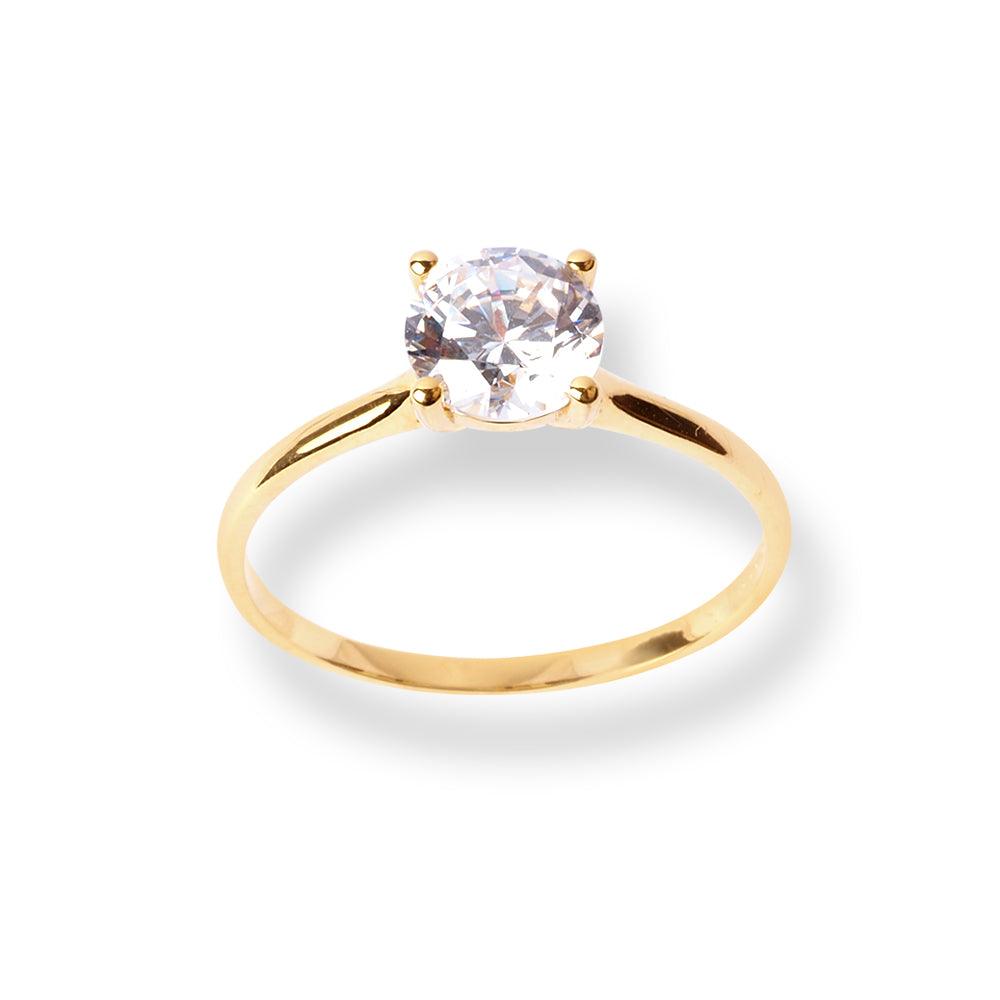 22ct Gold Ring with Round Shaped Cubic Zirconia Stone LR-7004
