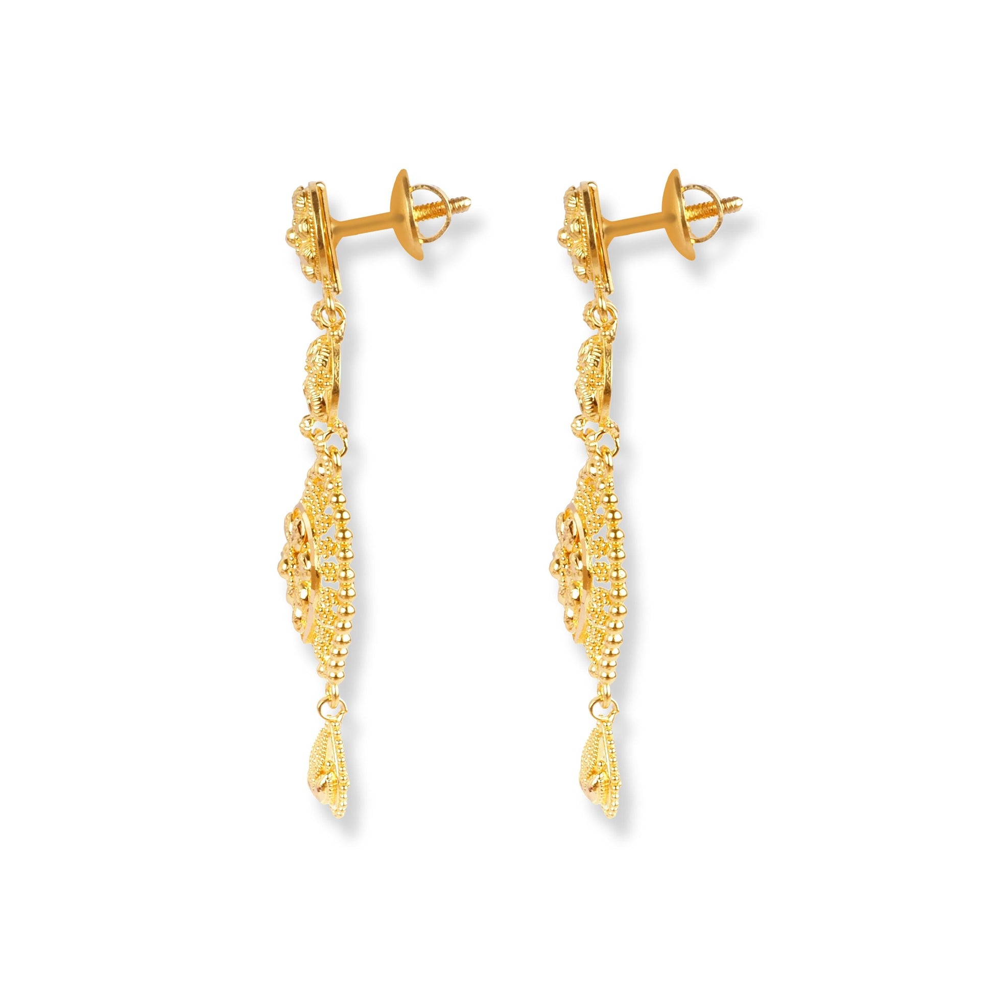 22ct Gold Set with Graduated Filigree Design and '' U '' Hook Clasp N-7924 - Minar Jewellers