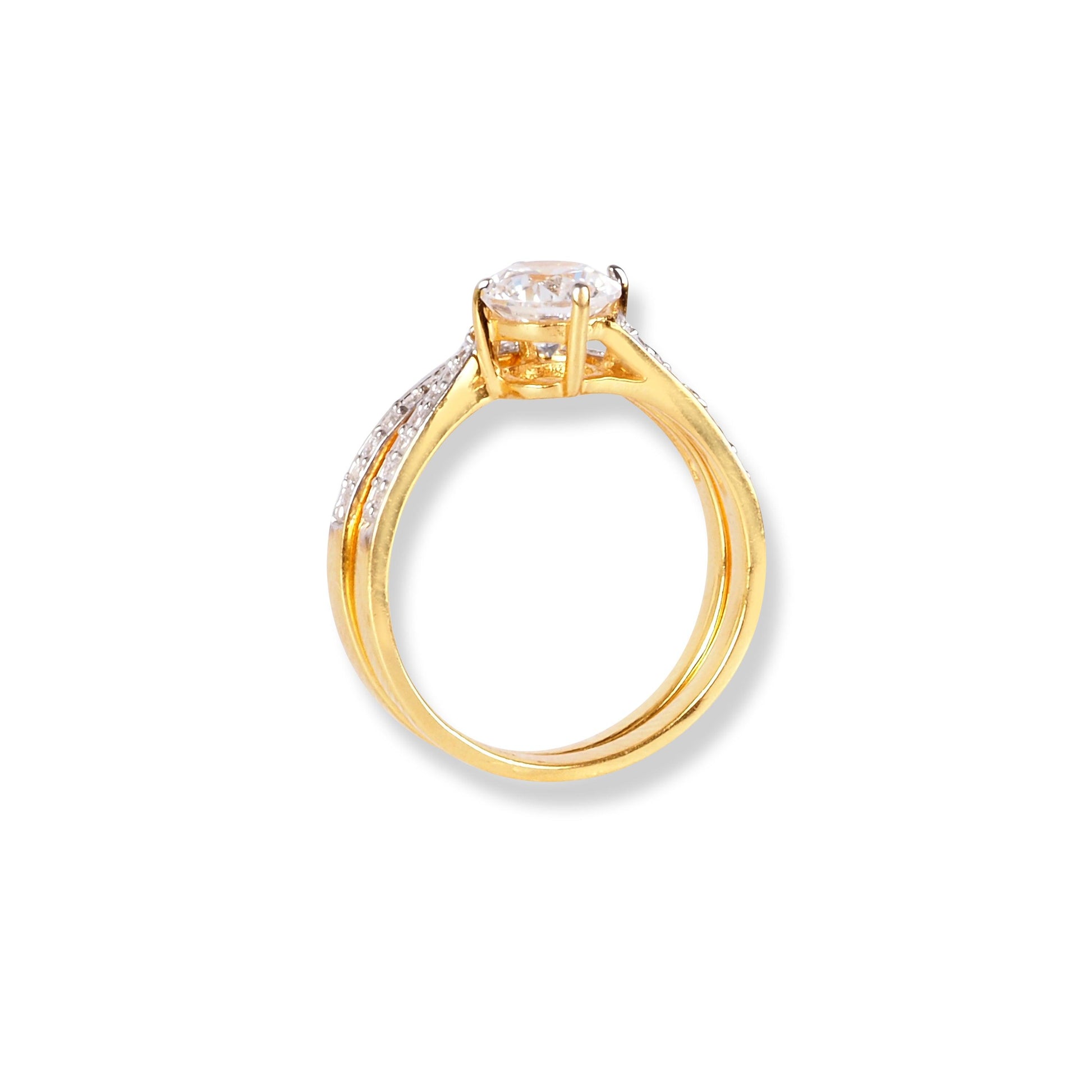 22ct Gold Swarovski Zirconia Engagement Ring and Wedding Band Suite LR-6628 - Minar Jewellers
