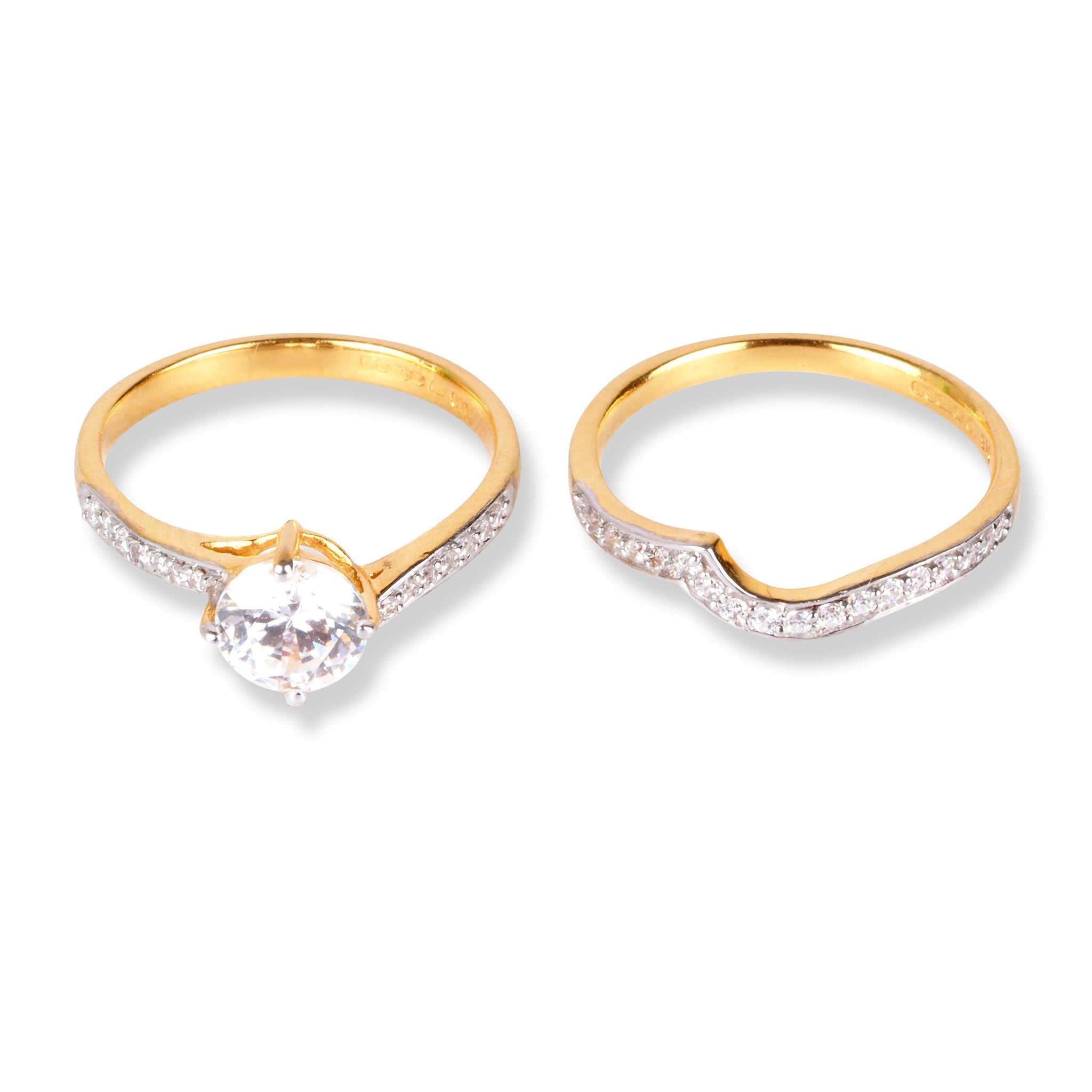 22ct Gold Swarovski Zirconia Engagement Ring and Wedding Band Suite LR-6628