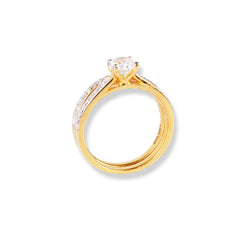 22ct Gold Swarovski Zirconia Engagement Ring and Wedding Band Suite LR-6629 - Minar Jewellers