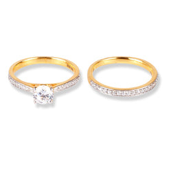 22ct Gold Swarovski Zirconia Engagement Ring and Wedding Band Suite LR-6629 - Minar Jewellers