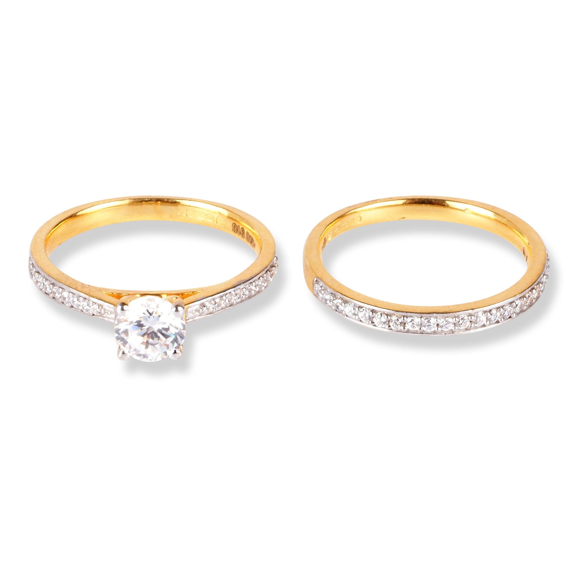 22ct Gold Swarovski Zirconia Engagement Ring and Wedding Band Suite LR-6629